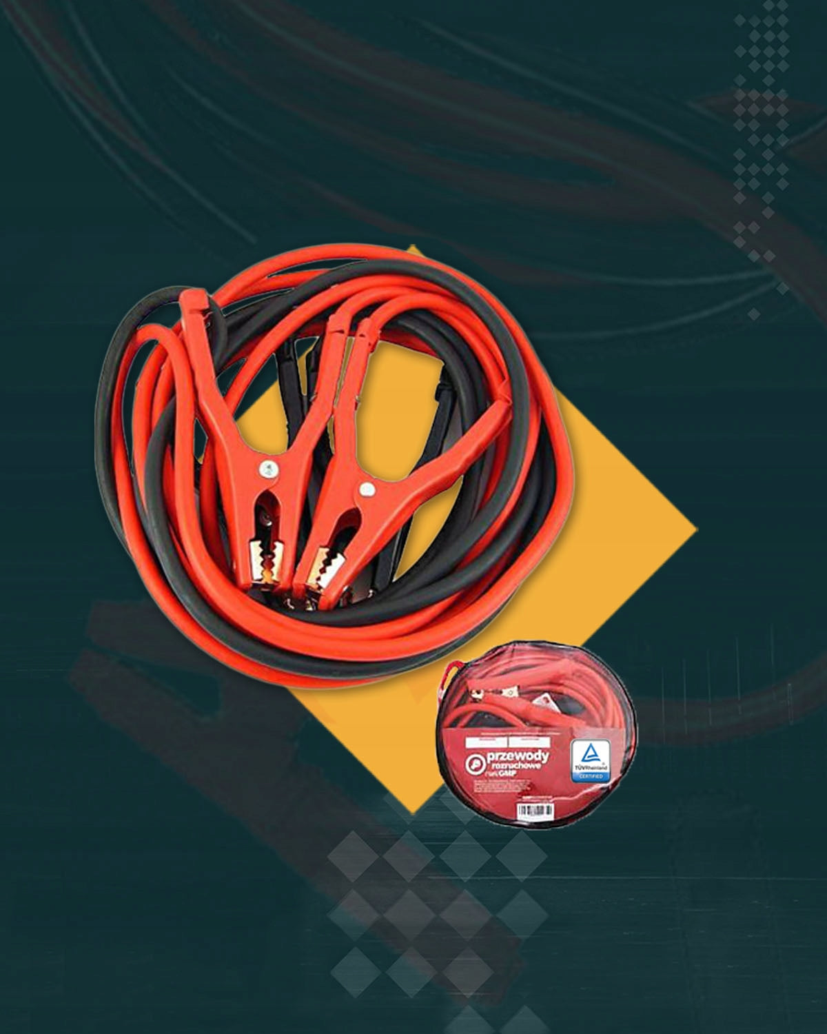 JUMPER CABLES wires 600A 6m 10mm2 STRONG CLAMPS frogS Diesel case Manufacturer's catalog number 600A 6M Przewody rozruch