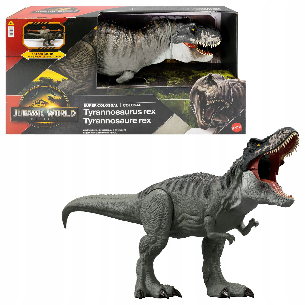 JURASSIC WORLD REBIRTH DINOSAUR COLOSSAL TYRANNOSAURUS T-rex up to 99cm long Packaging status original