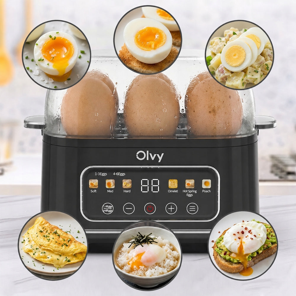 Jajowar Olvy na 6 jajek z LCD i timerem automatyczny wyłącznik BPAFree 400W Manufacturer code OP-EB808