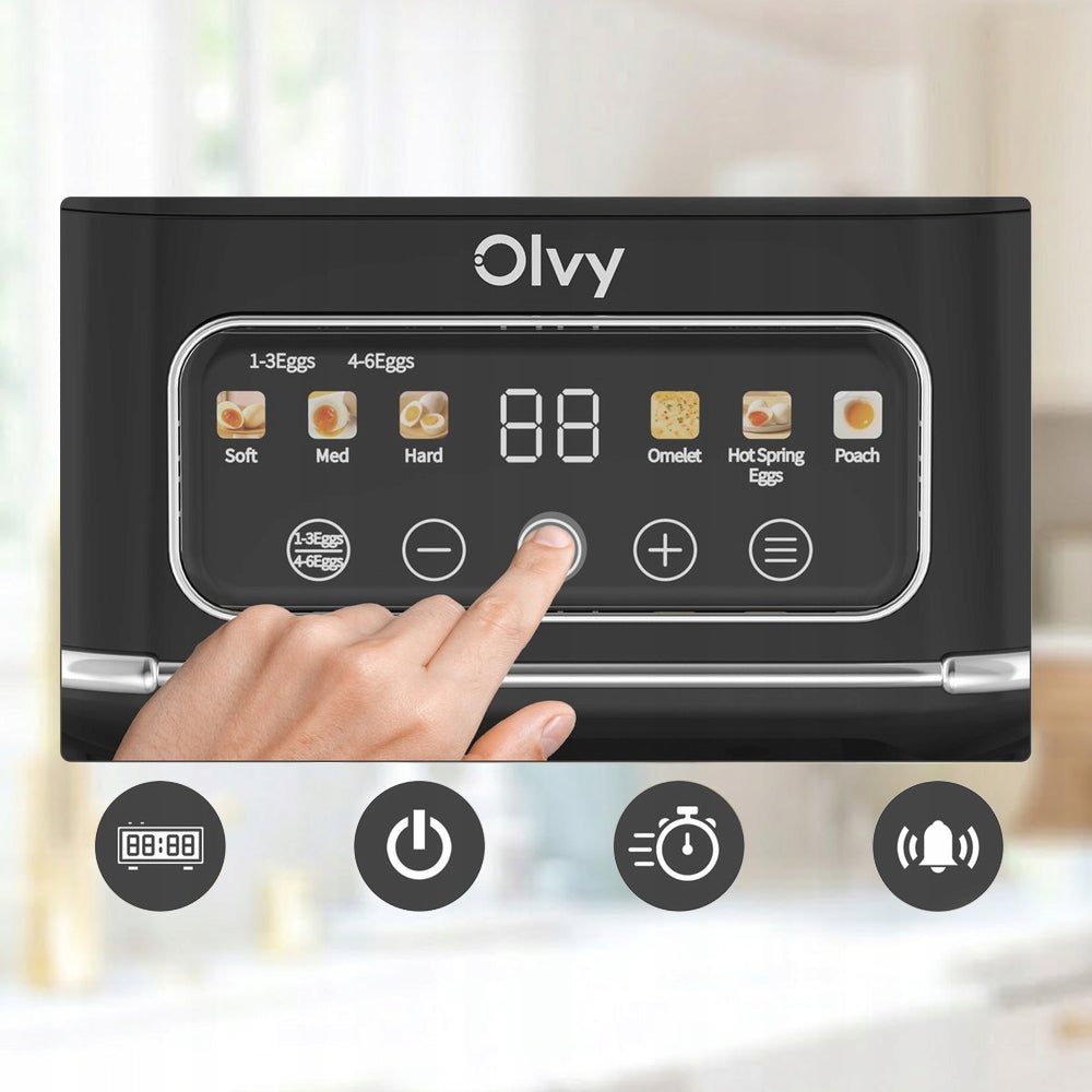 Jajowar Olvy na 6 jajek z LCD i timerem automatyczny wyłącznik BPAFree 400W Packaging status original