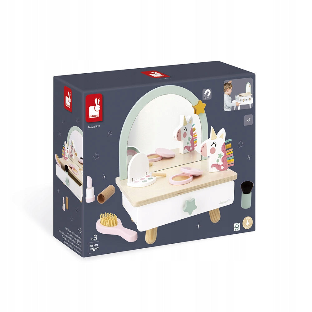 Janod Small wooden dressing table with accessories Unicorn 3+ Janod Brand Janod