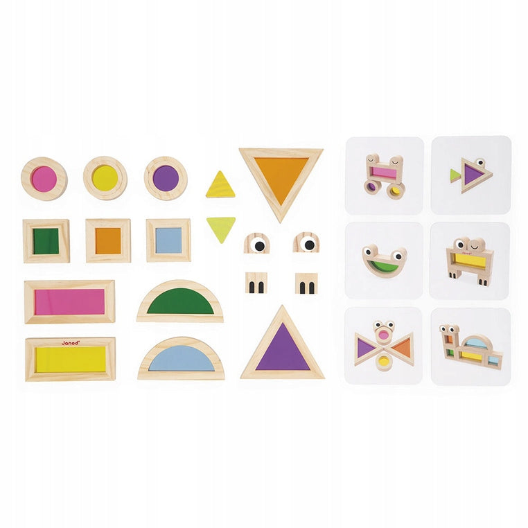 Janod Wooden blocks transparent colorful sensory 12 m+ Janod Kind set