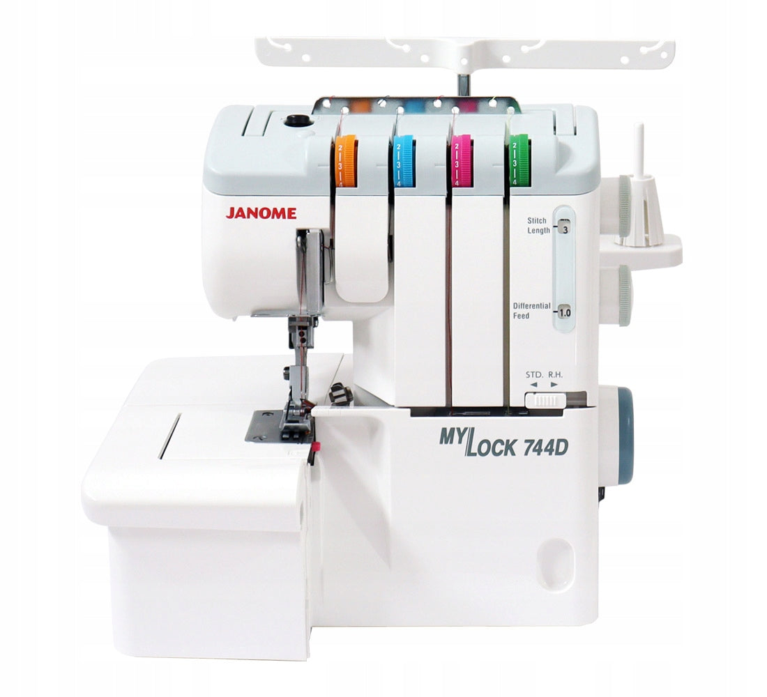 Janome 744D overlock 4 thread with mere - rolling + sewing courses Packaging status original