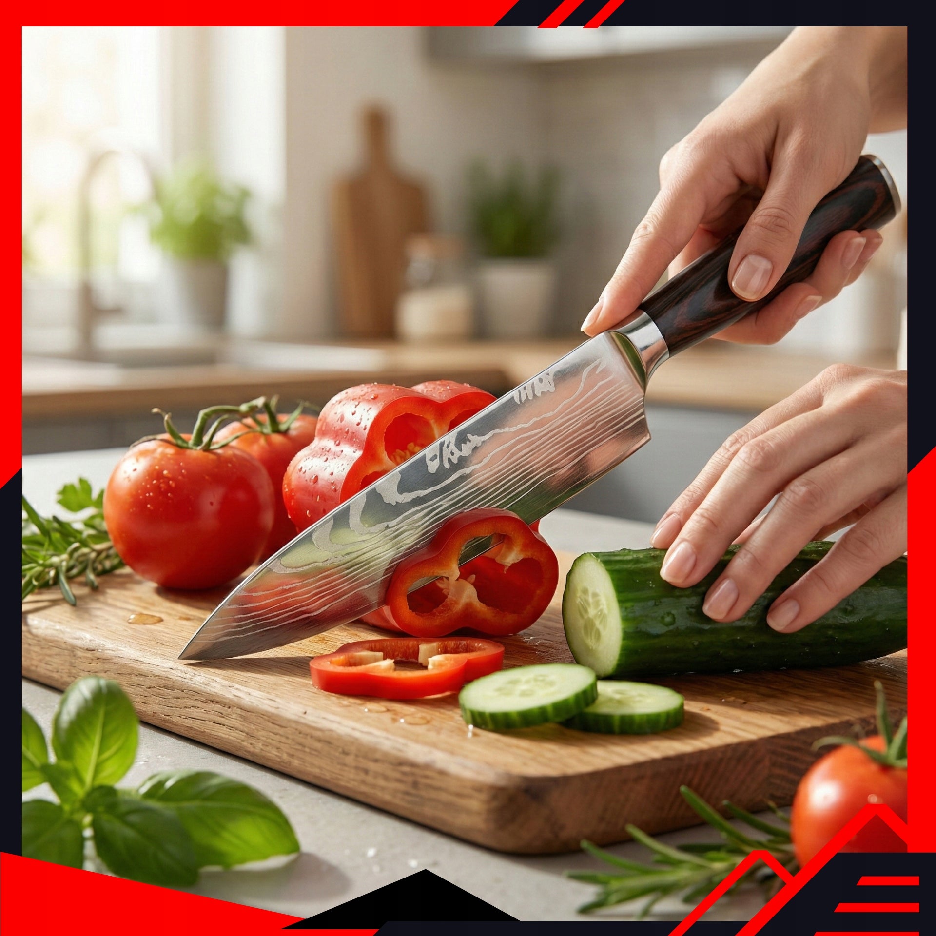 Japanese Style Kitchen Knife Set 4 Pieces in Elegant Box Packaging status original