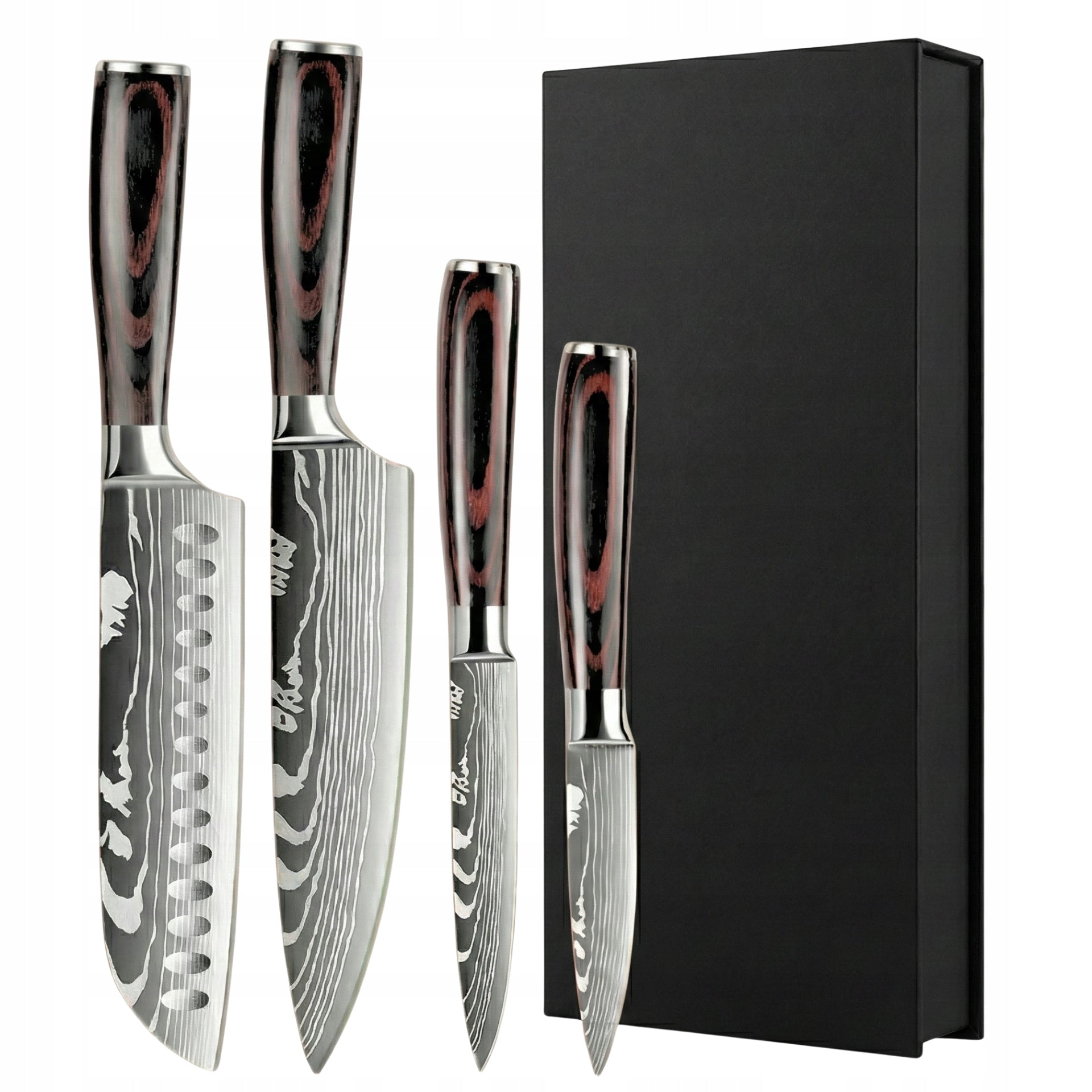 Japanese Style Kitchen Knife Set 4 Pieces in Elegant Box