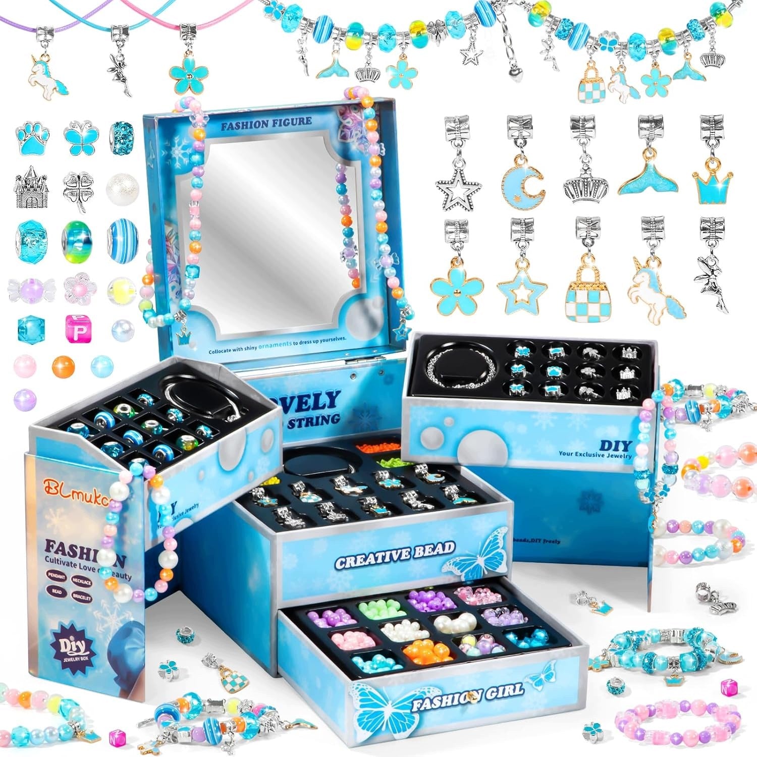 Jewelry Bracelet Making Kit HUGE DIY MIRROR CASKET Brand BLmukce