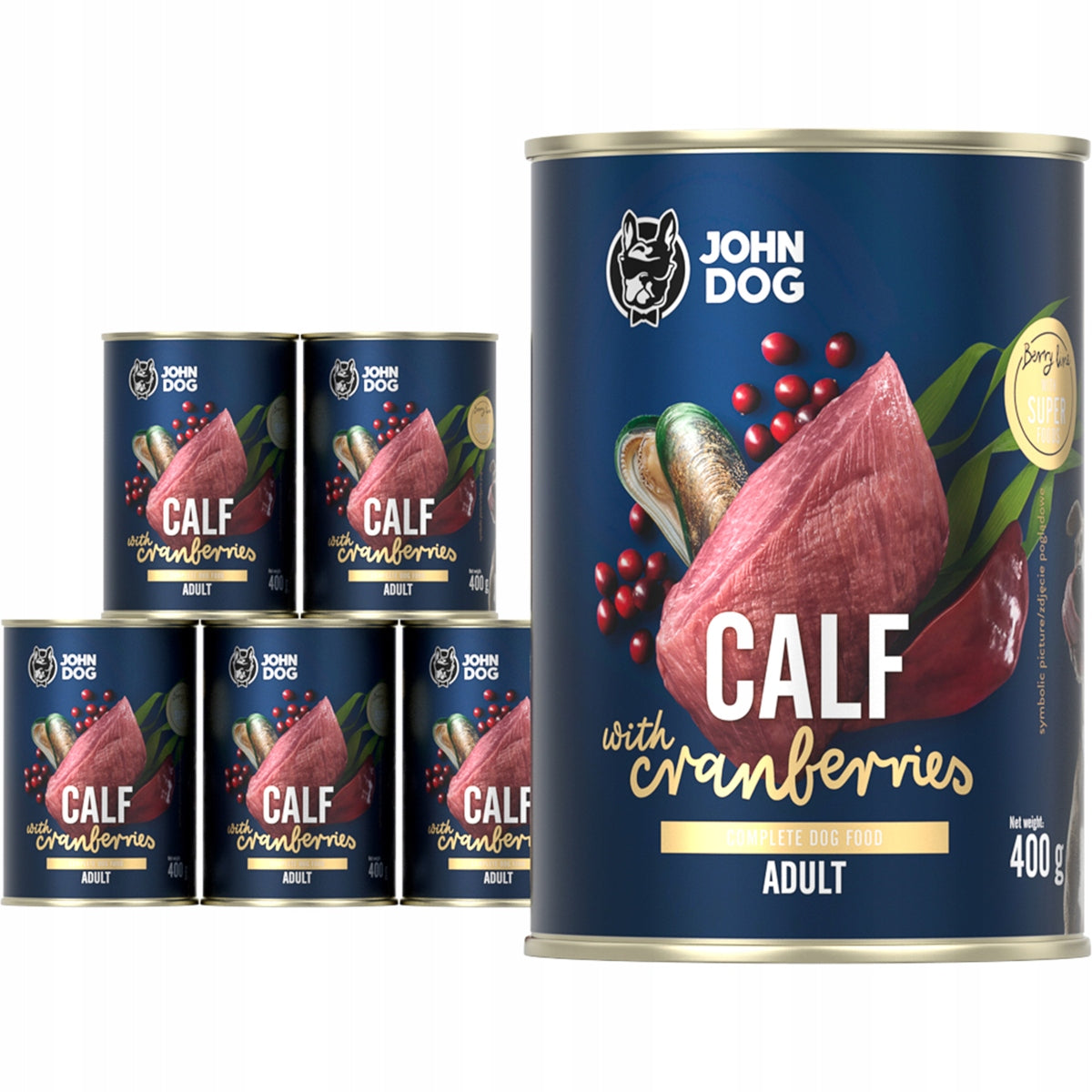 John Dog Berry Line Veal Wet Dog Food with Cranberries 6x400 g