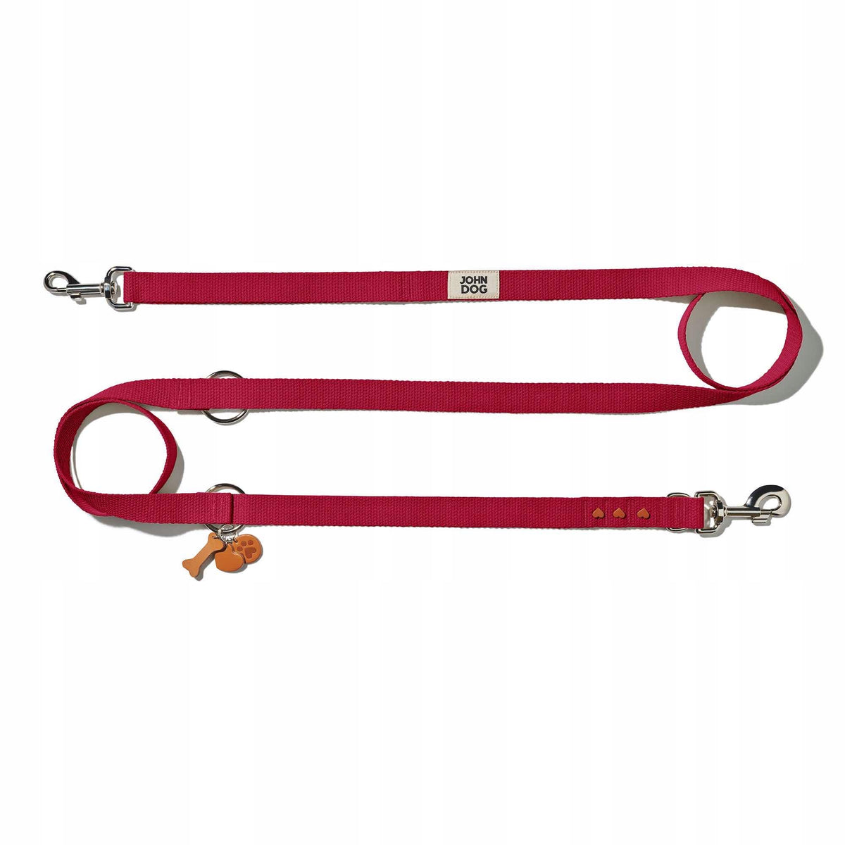 John Dog Manifest leash for dog burgundy 1,5 cm