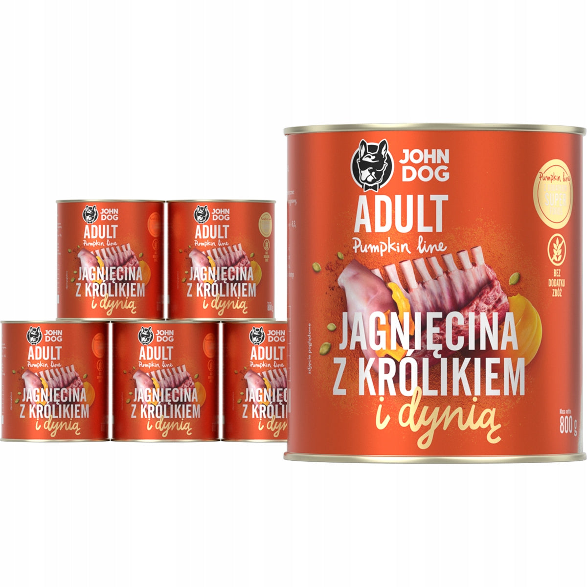 John Dog Pumpkin Line Wet Dog Food Lamb Rabbit Pumpkin 6x800g