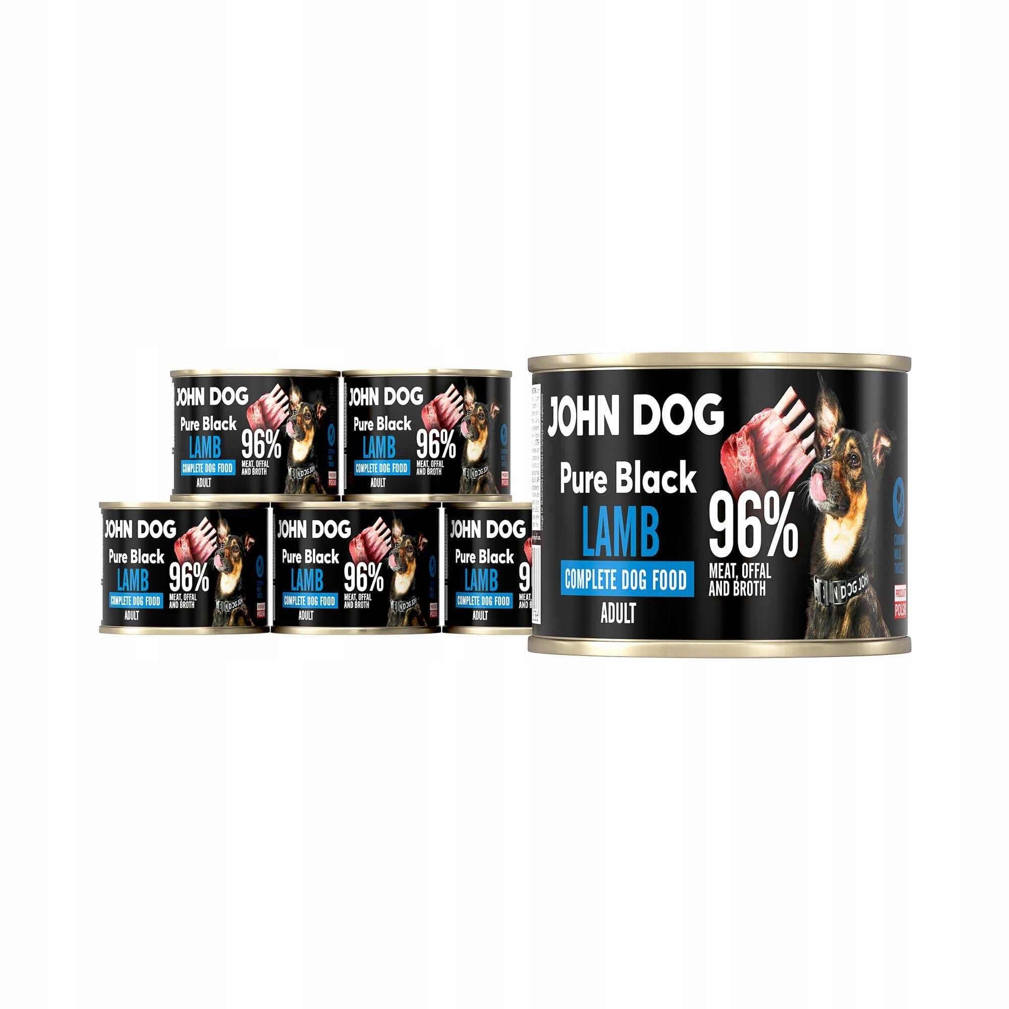 John Dog Pure Black Wet Food Lamb 6x200g