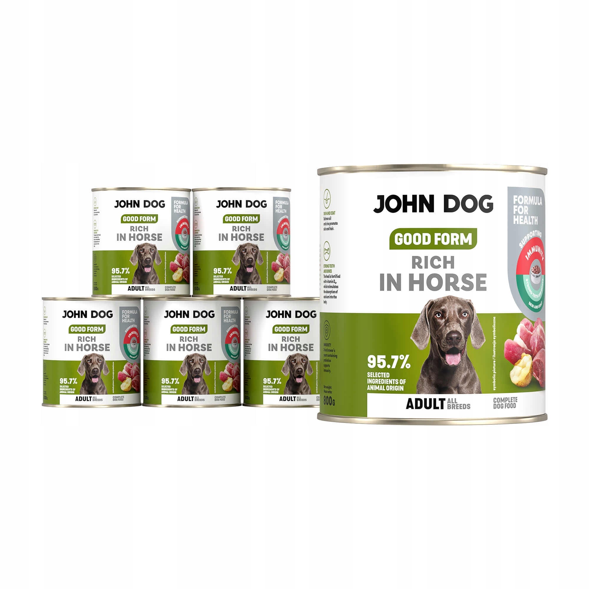 John Dog Wet Food Good Form for Horsemeat Rich Dog 6x800g