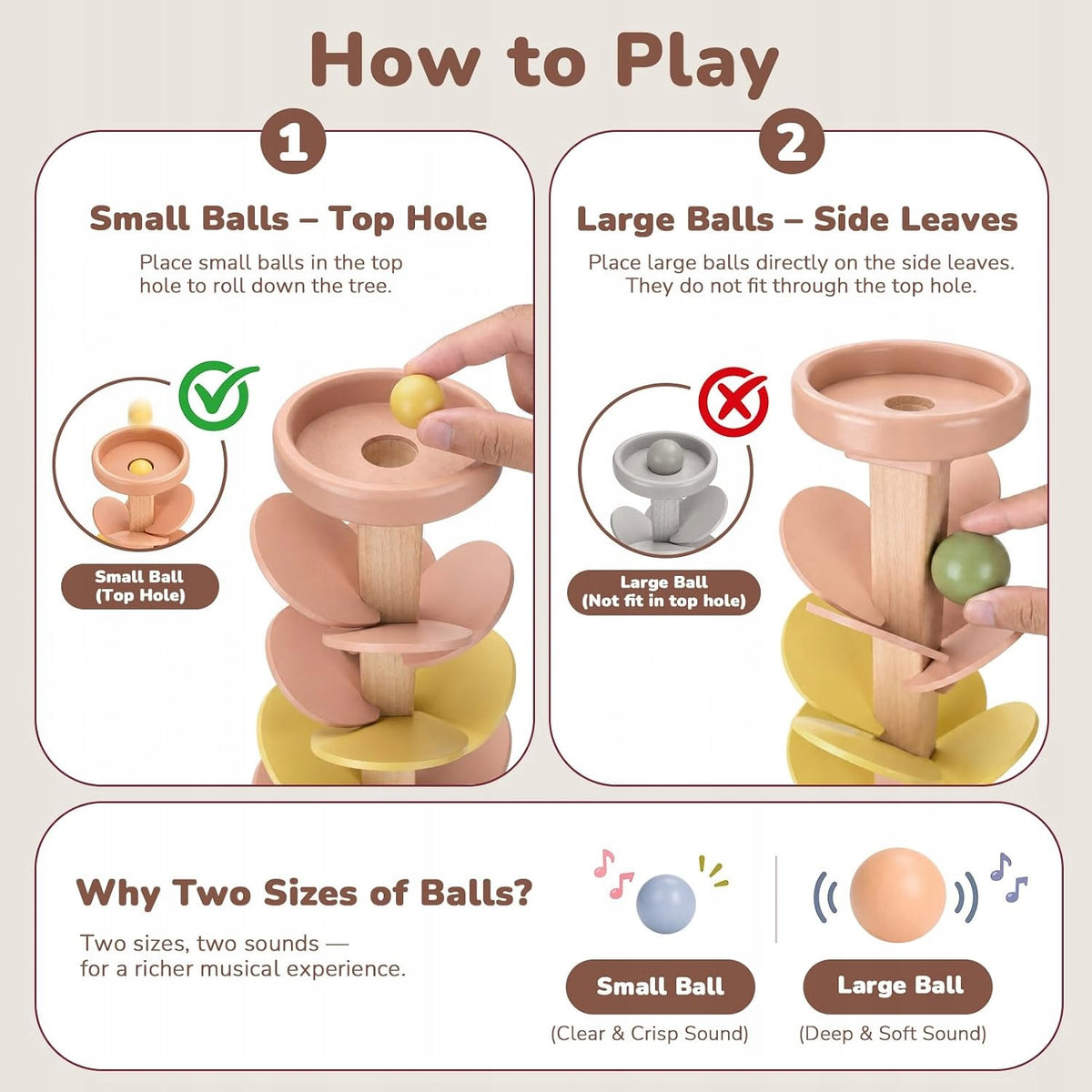 Joyreal Montessori Sound Tree 7 Levels 12 Wooden Balls 3+ Brand no brand