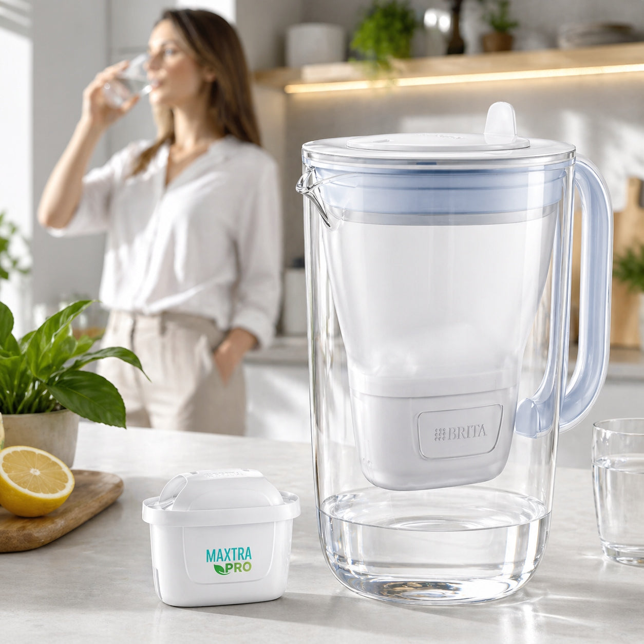 Jug Brita Water Filter Glass 2,5l +Filter Maxtra Pro White Brand Brita