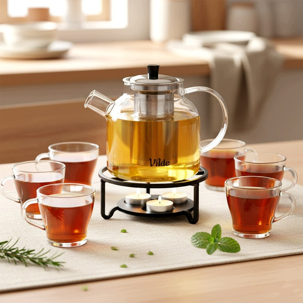 Jug INFUSER WITH HEATER tea strainer herbs 1,2L + glasses Packaging status original