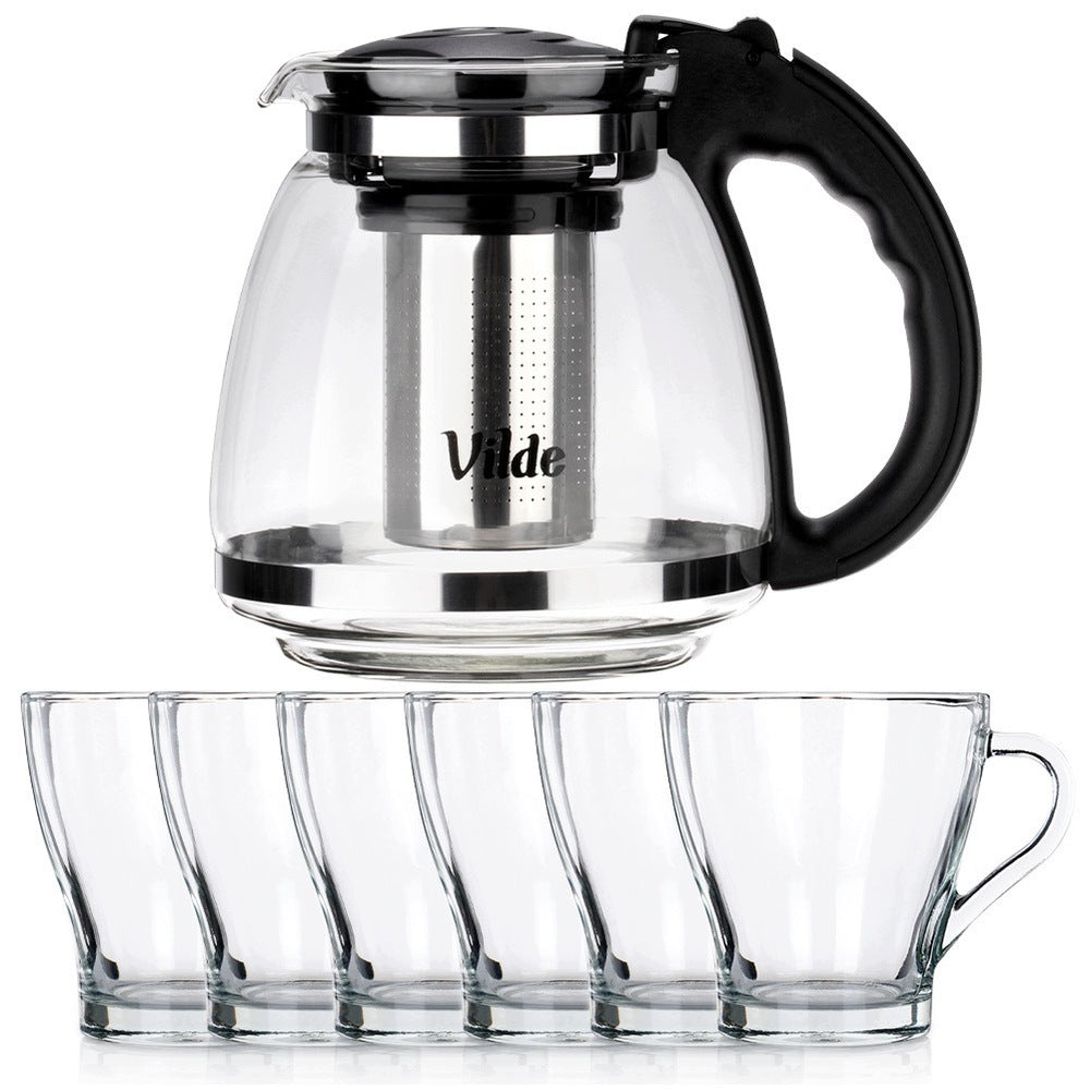 Jug infuser strainer teapot for brewing tea herbs 1,5L + glasses Brand Vilde