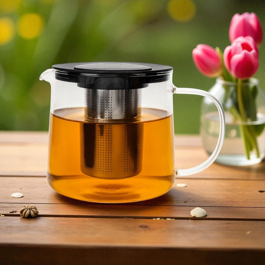 Jug with Strainer Infuser 1000ml Heat Resistant Glass for Coffee Tea Material glass