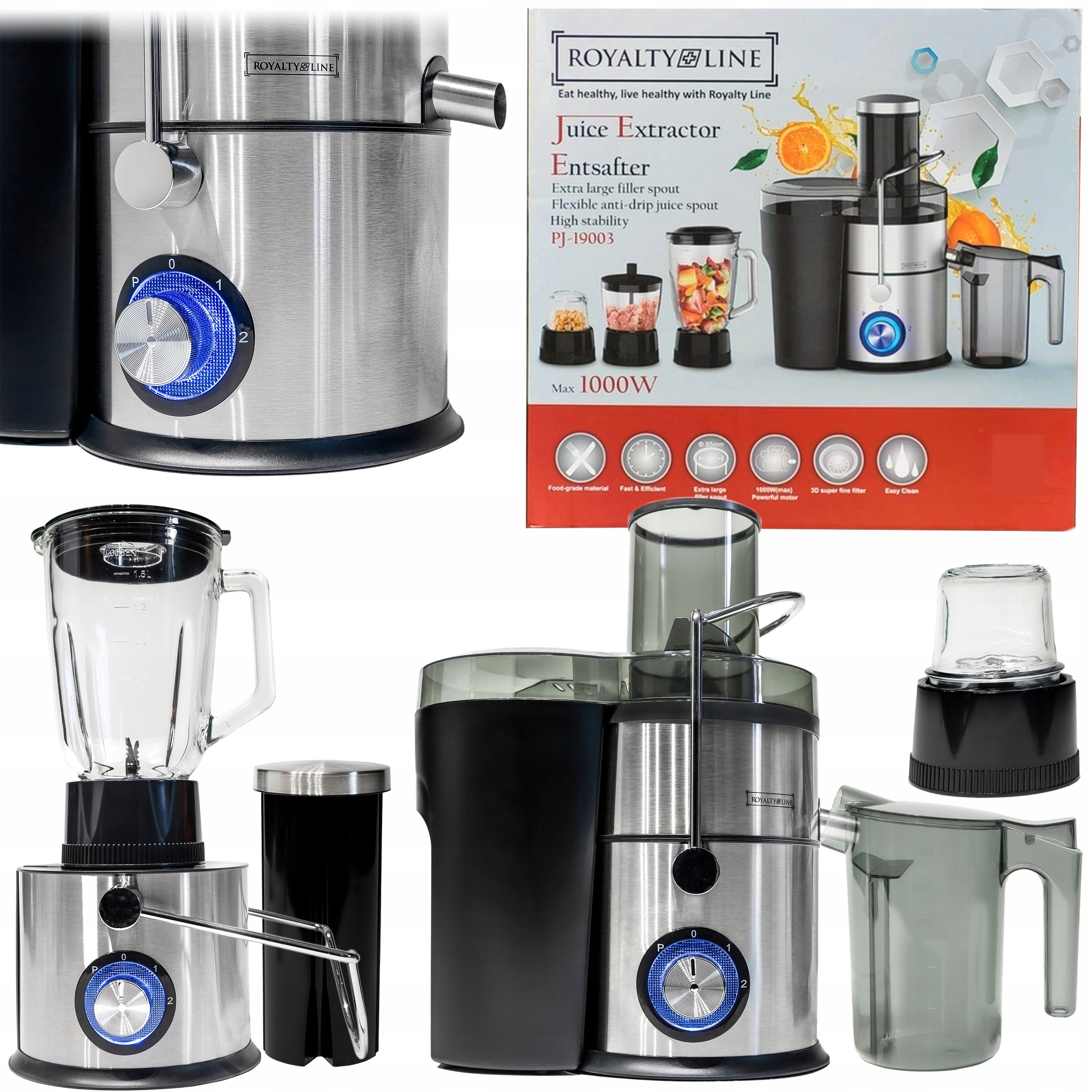 Juicer High Speed Blender Coffee Grinder Grain Shredder 4in1 Brand Royalty Line