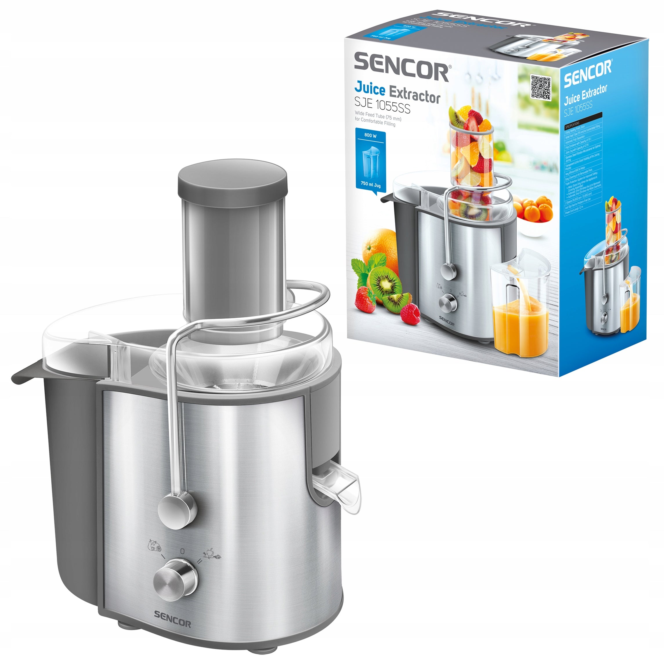 Juicer for Vegetables and Fruits Sencor SJE 1055SS Packaging status original