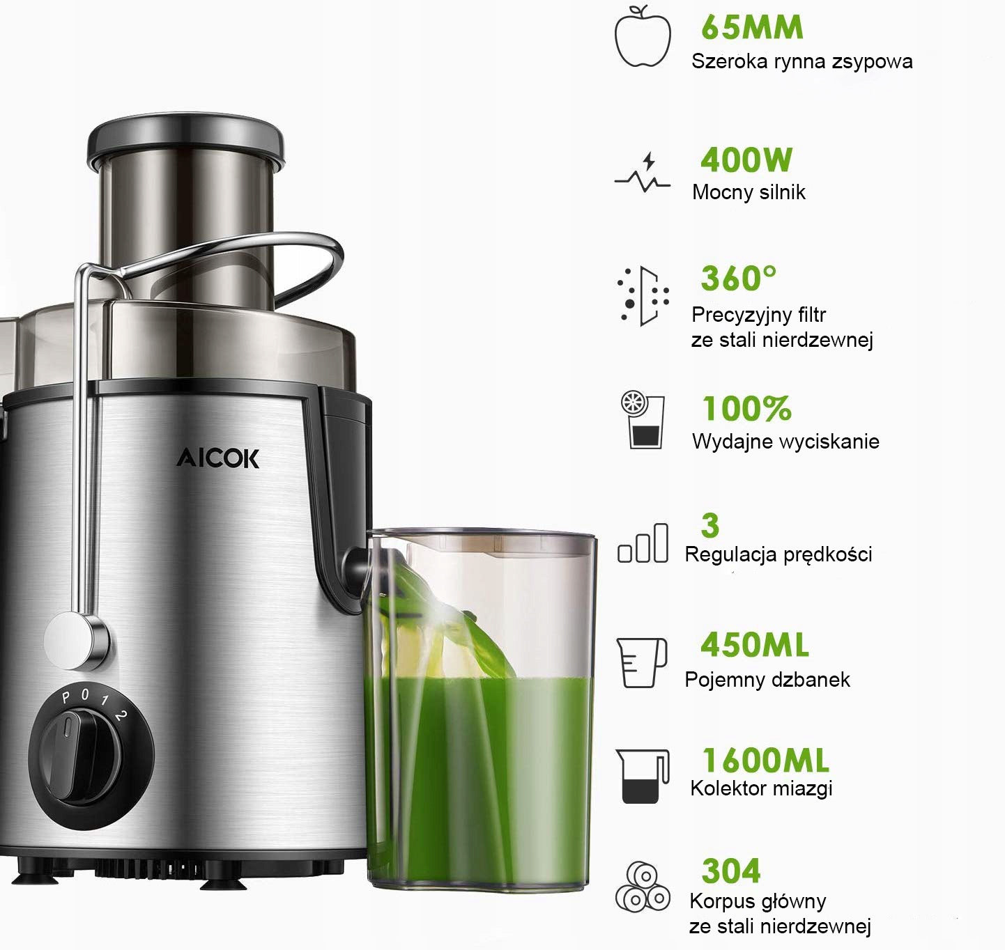 Juicer juicer AICOK AMR516 1,10L 400W Brand Aicok