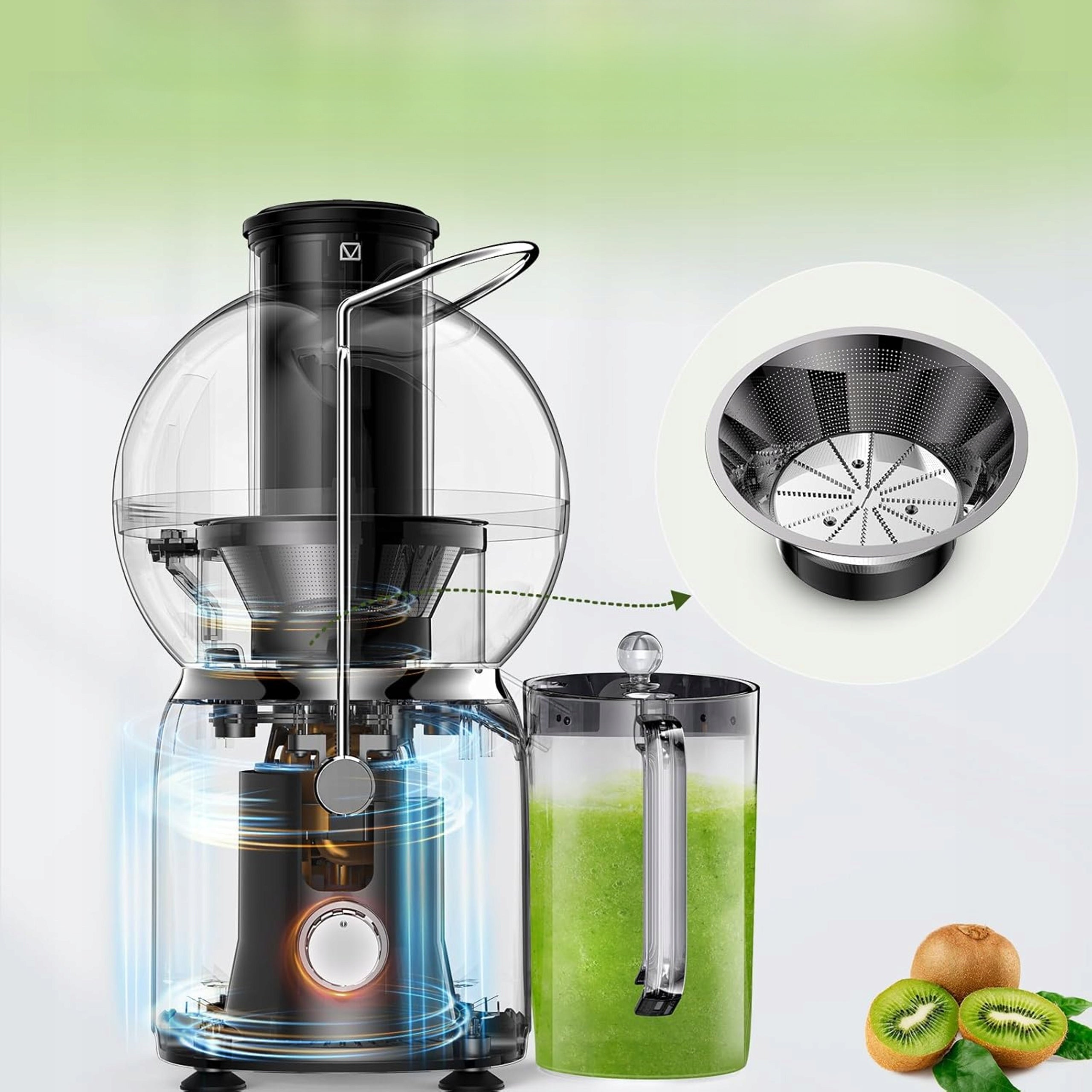 Juicer juicer fruit and vegetables 1400W 88mm 1,2l BPA free Dominant color black