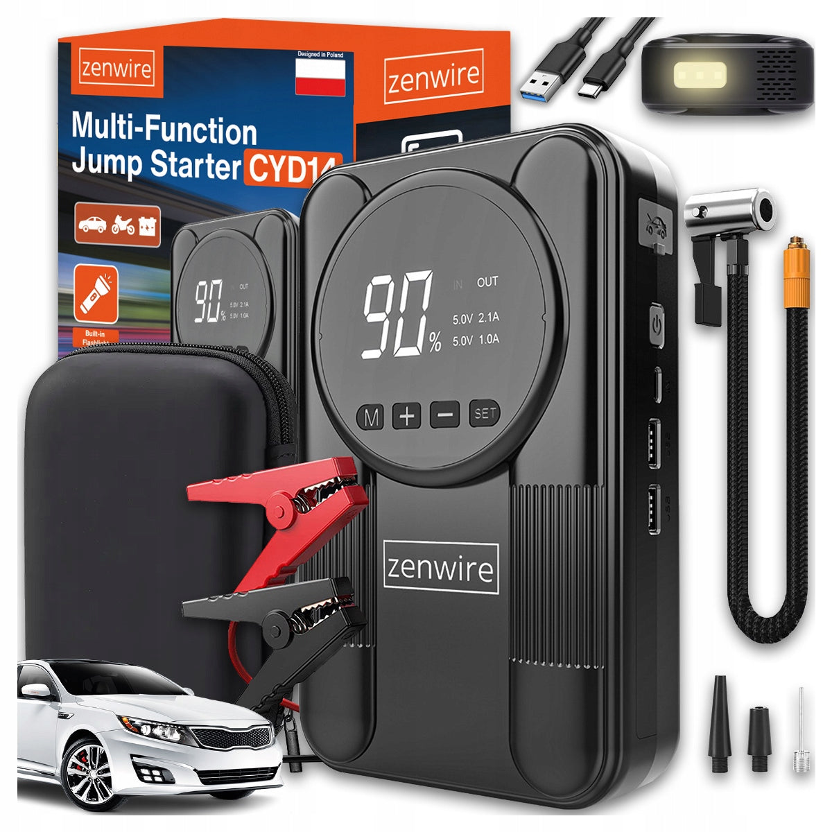 Jump Starter Booster Battery Starter Device Compressor 12000mAh