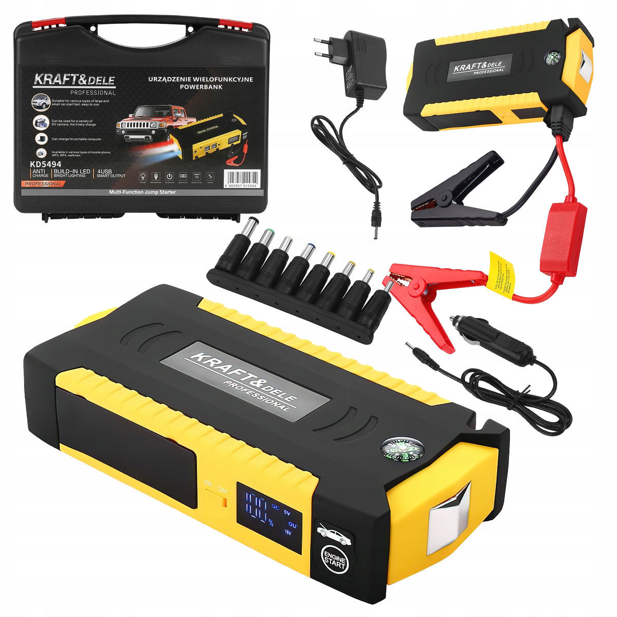Jump Starter Booster Power Bank 3.0 USB-A + Case 16800 mAh 12V Kraft&Dele