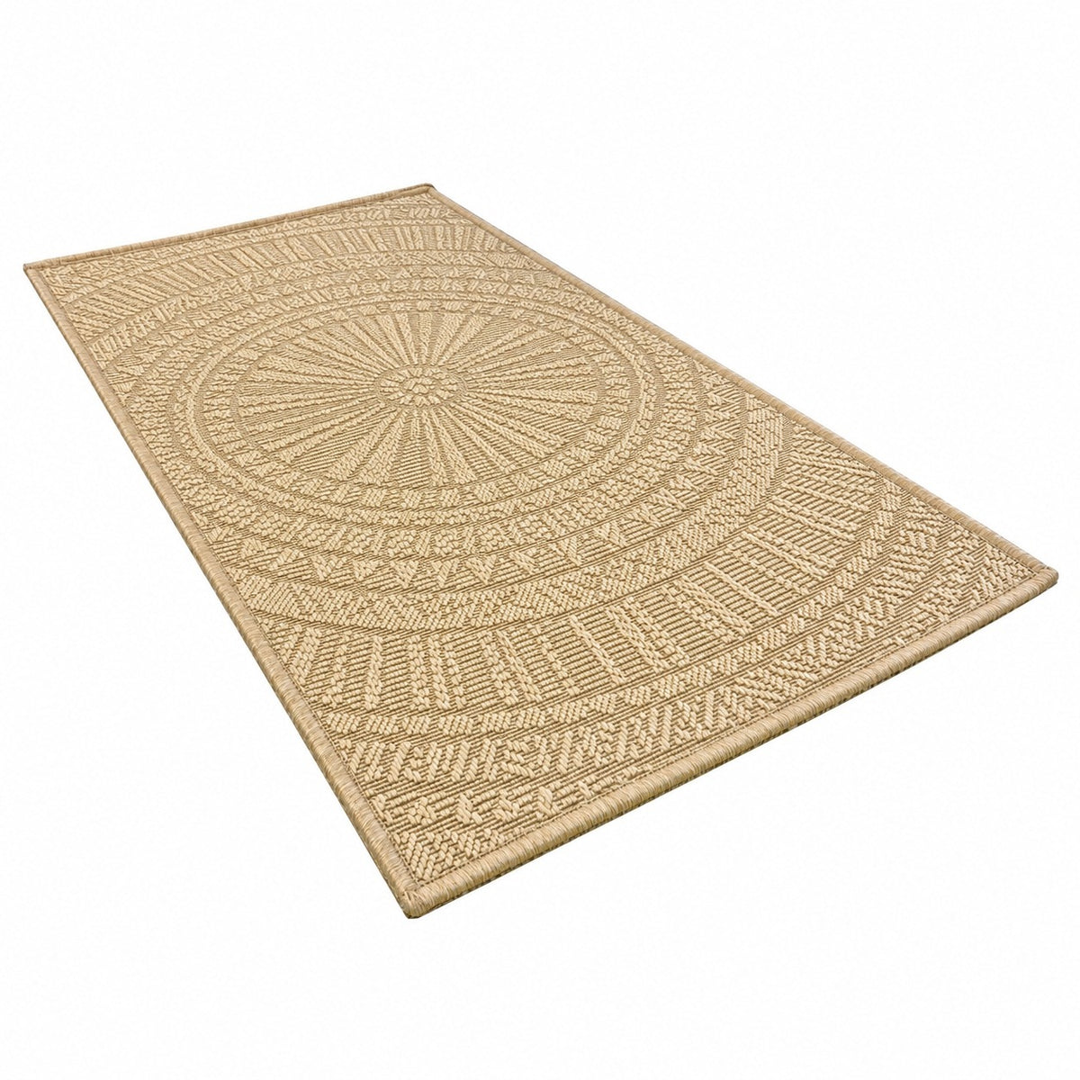 Jute Carpet 60x110 Beige Boho Flat Woven for Indoor and Terrace Sunshine