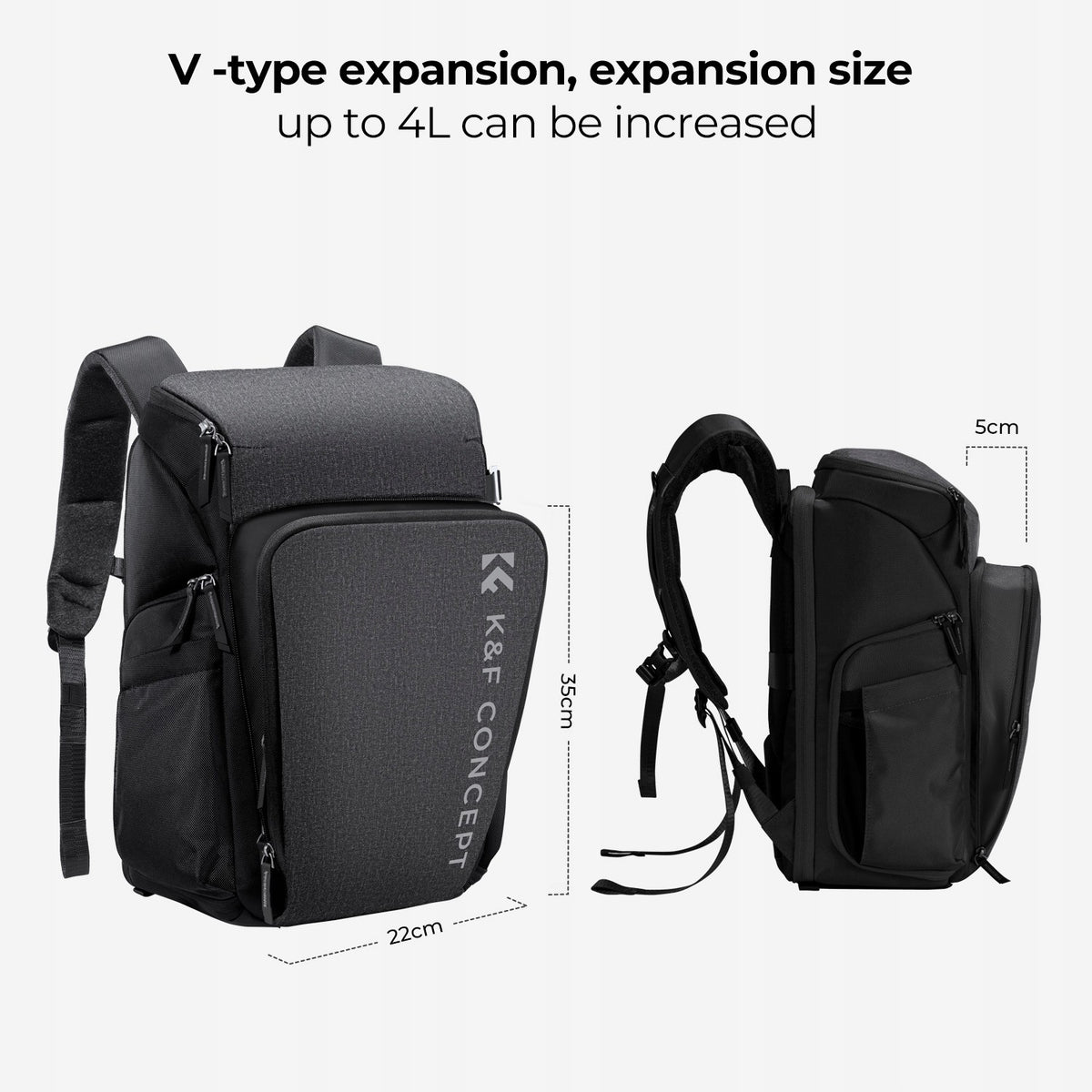 K&F Large Spacious Camera Backpack Photo Expandable Tourist 25L Color gray
