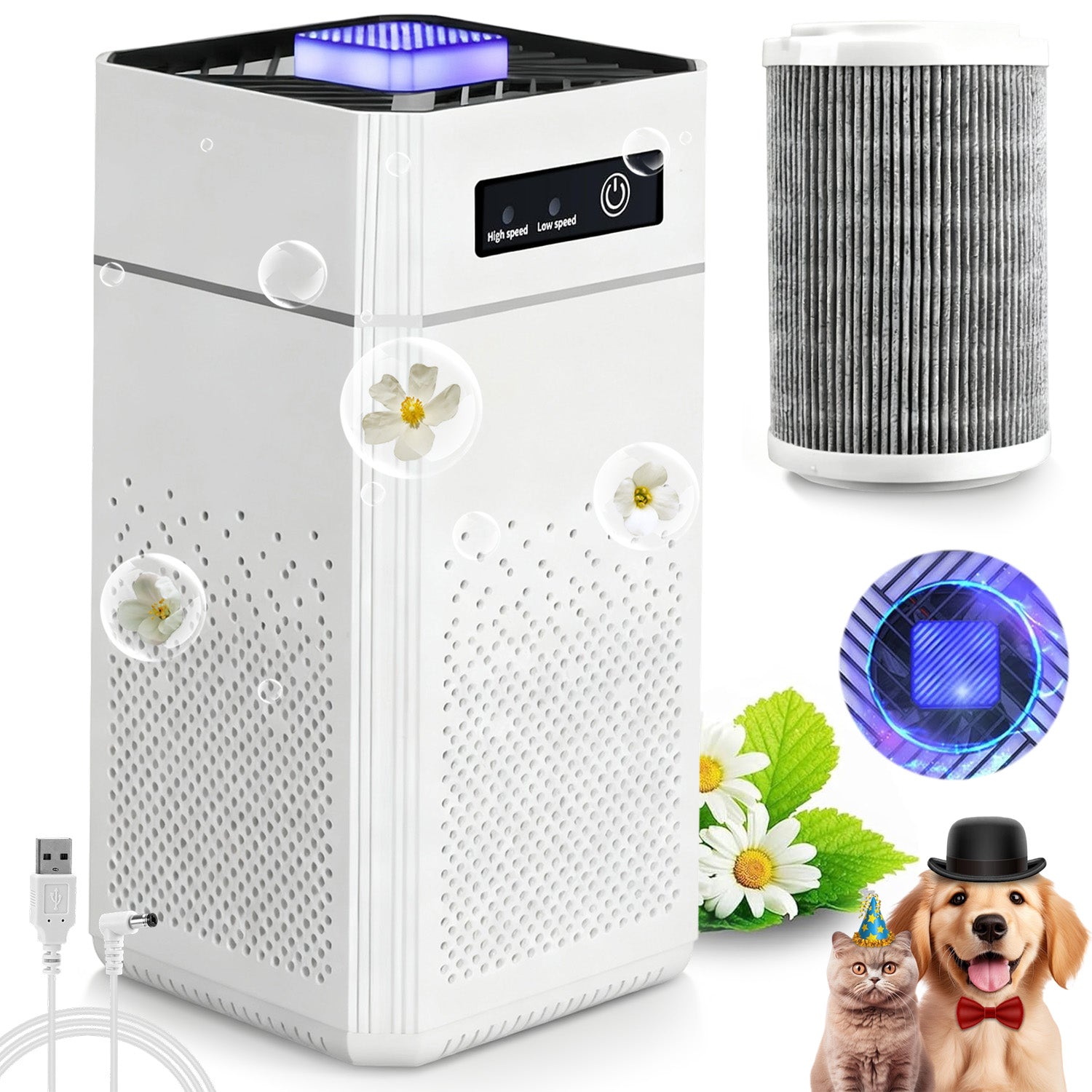 K2 Smart Air Purifier with Negative Ions, Quiet, Energy Efficient