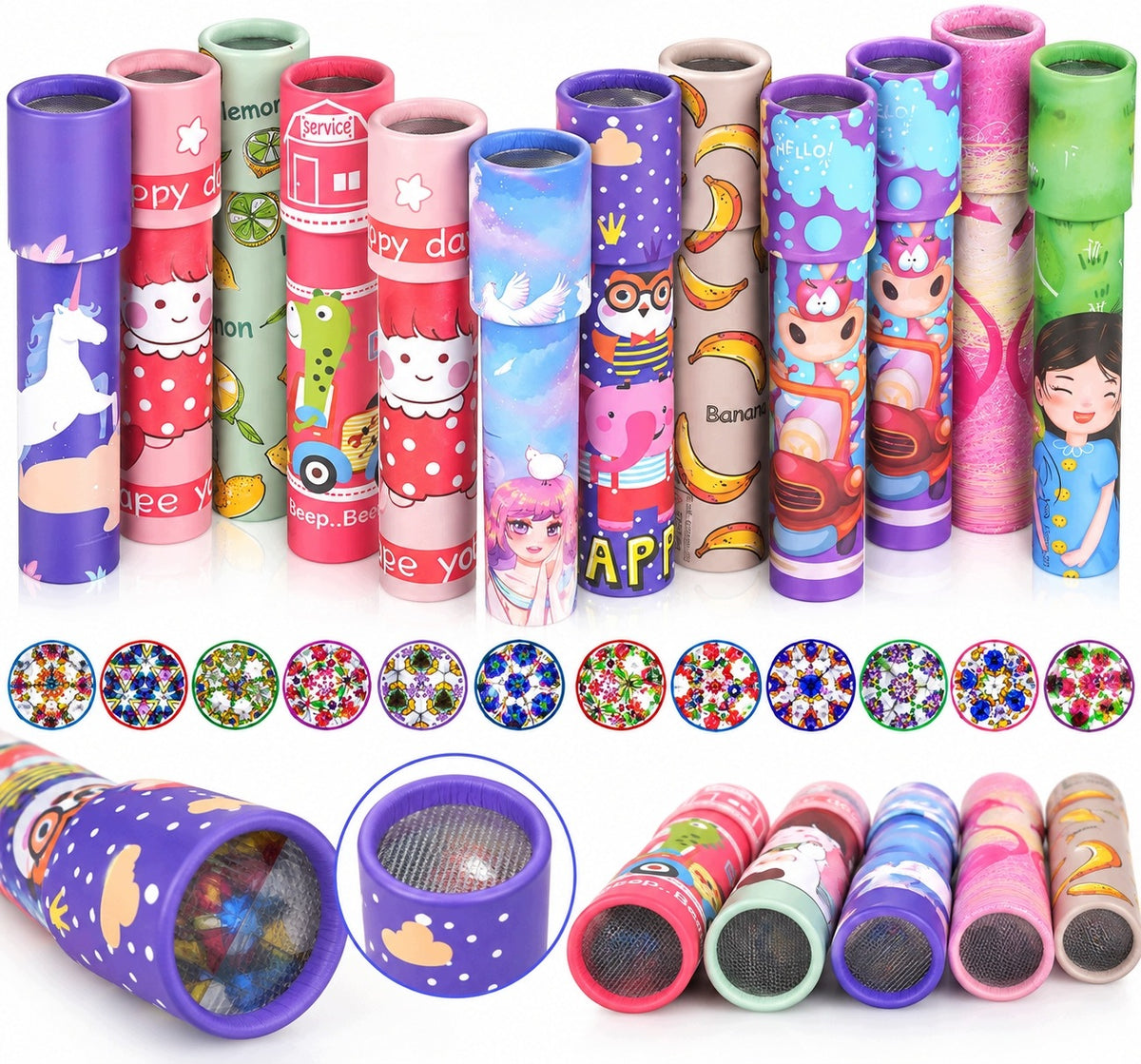 KALEIDOSCOPE SET OF COLORFUL KALEIDOSCOPES FOR CHILDREN 12 PIECES PER GIFT