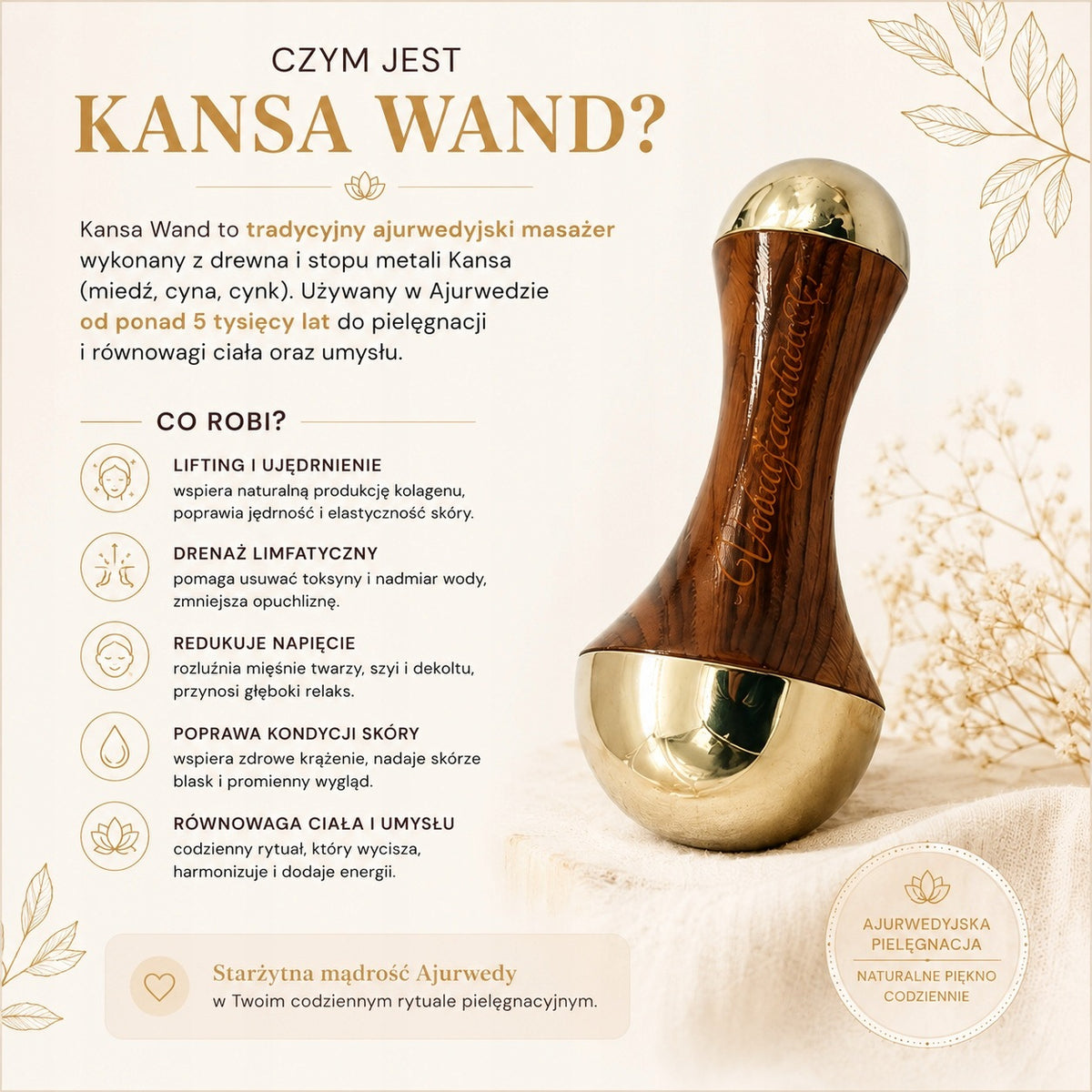 KANSA WAND MINI FACE MASSAGER LIFTING DRAINAGE AYURVEDA Packaging status original