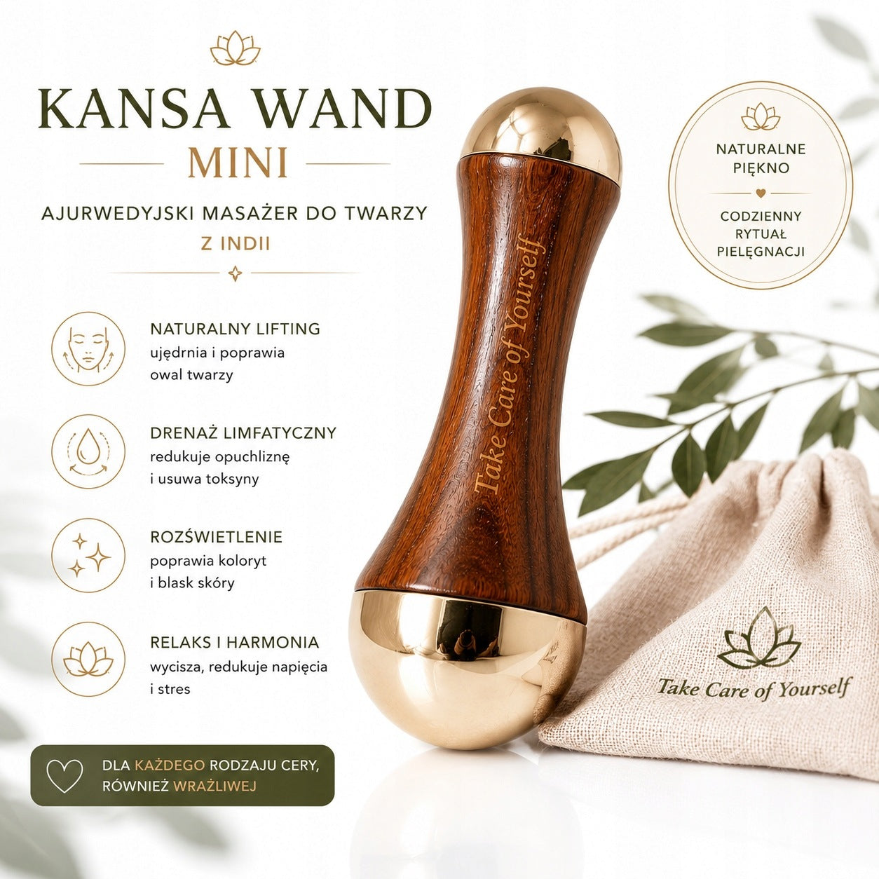 KANSA WAND MINI FACE MASSAGER LIFTING DRAINAGE AYURVEDA
