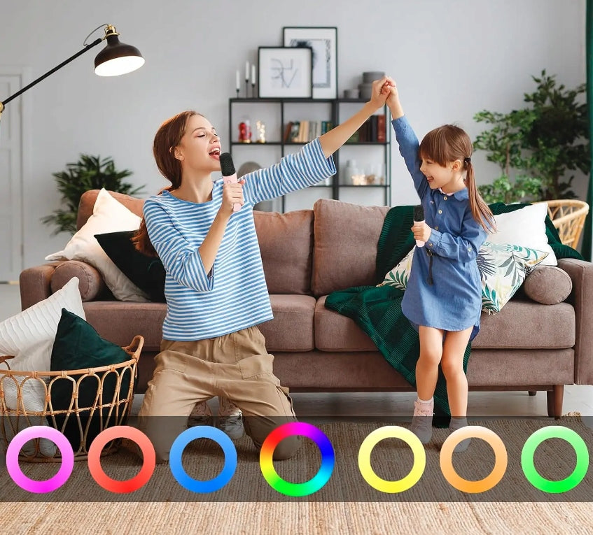 KARAOKE BLUETOOTH SPEAKER WIRELESS LED SET 2 MICROPHONES USB SD JACK Manufacturer code #9772