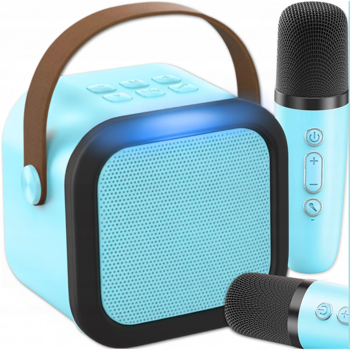 KARAOKE SET FOR CHILDREN 2 MICROPHONES WIRELESS SPEAKER RGB BLUE Manufacturer code ZESTAW KARAOKE DLA DZIECI NIEBIESKI MIKROFON