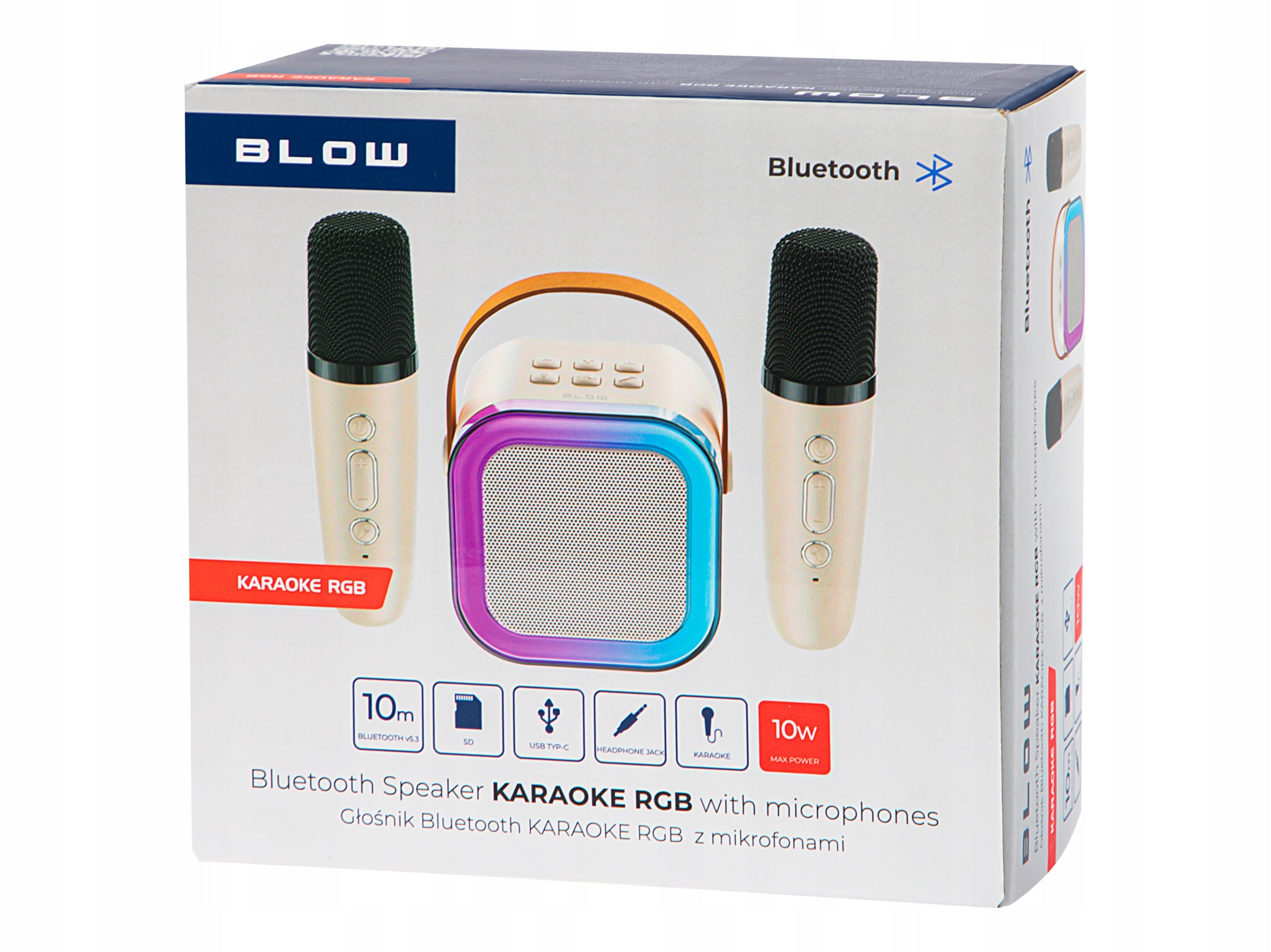 KARAOKE SPEAKER BLUETOOTH RGB BLOW 2 MICROPHONES PORTABLE USB SD MINI JACK Brand Blow