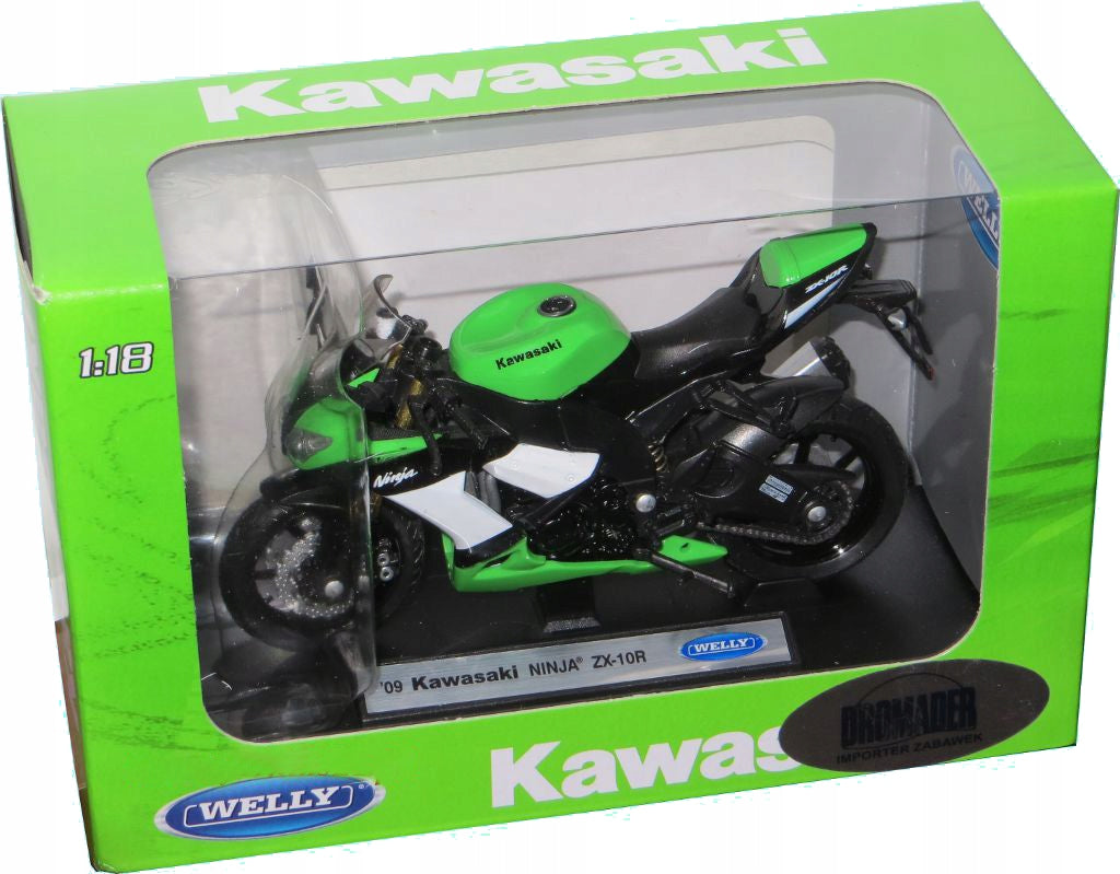 KAWASAKI NINJA ZX-10R MODEL WELLY MOTOR 1:18 GREEN Packaging status original