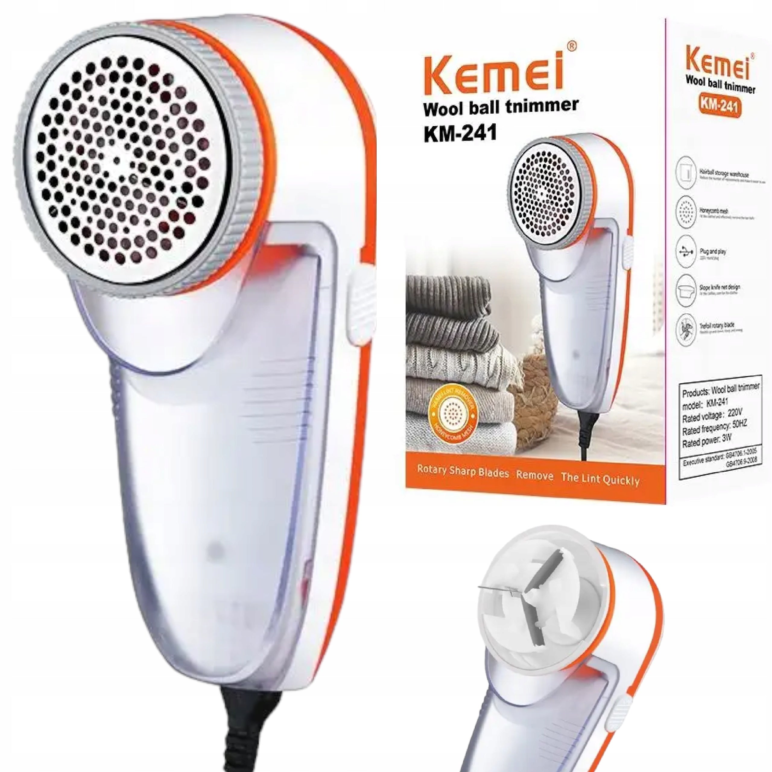 KEMEI CLOTHES SHAVER NETWORK 3 KNIVES HIGH POWER