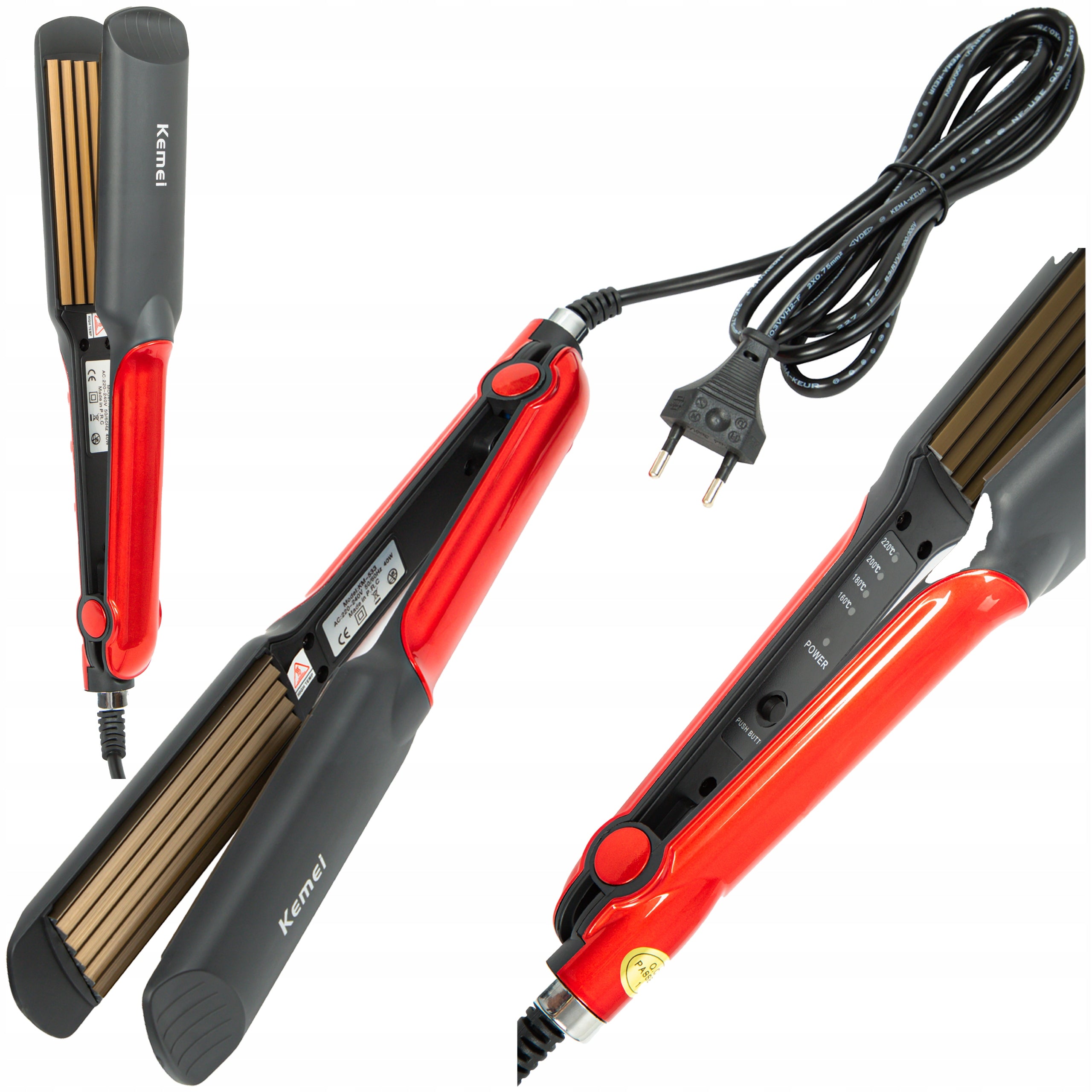 KEMEI HAIR CRIMPER WITH TEMPERATURE CONTROL AND CERAMIC COATING Manufacturer code 335