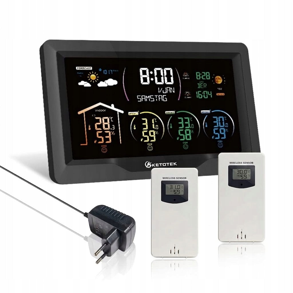 KETOTEK wireless weather station with 2 external sensors