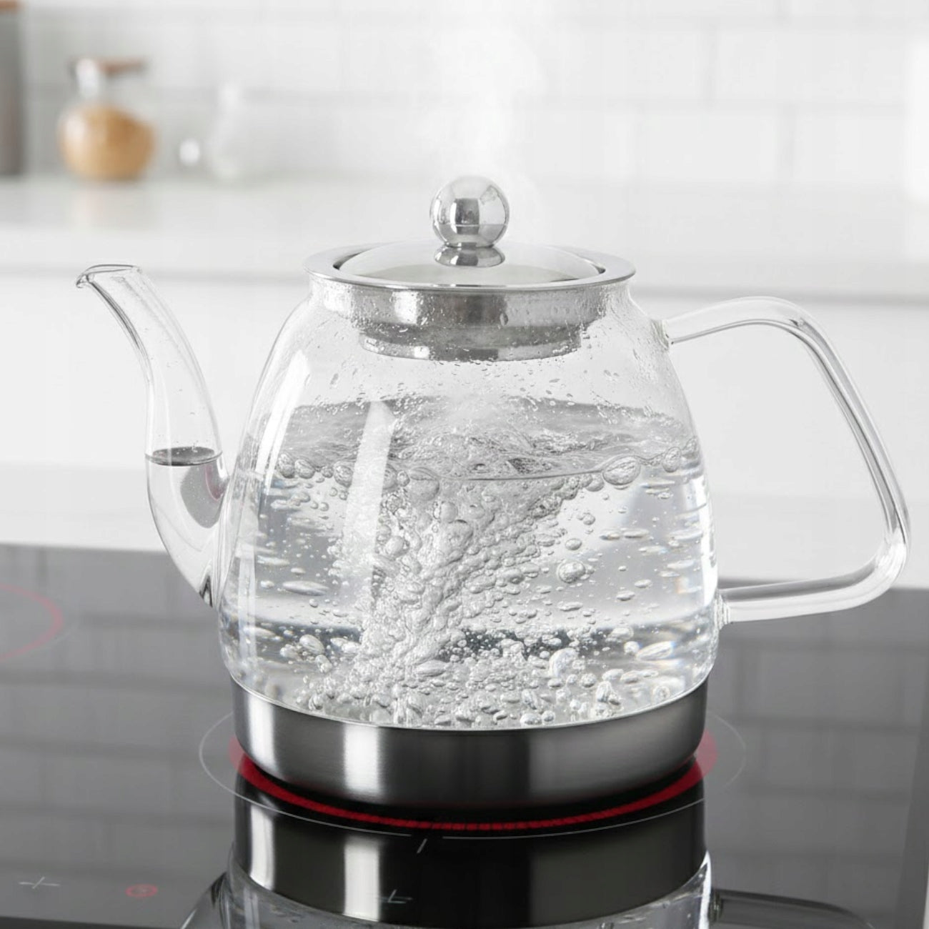 KETTLE 1.1 L GLASS JUG FOR INDUCTION FOR COFFEE TEA WATER INDUCTION Brand Kaj