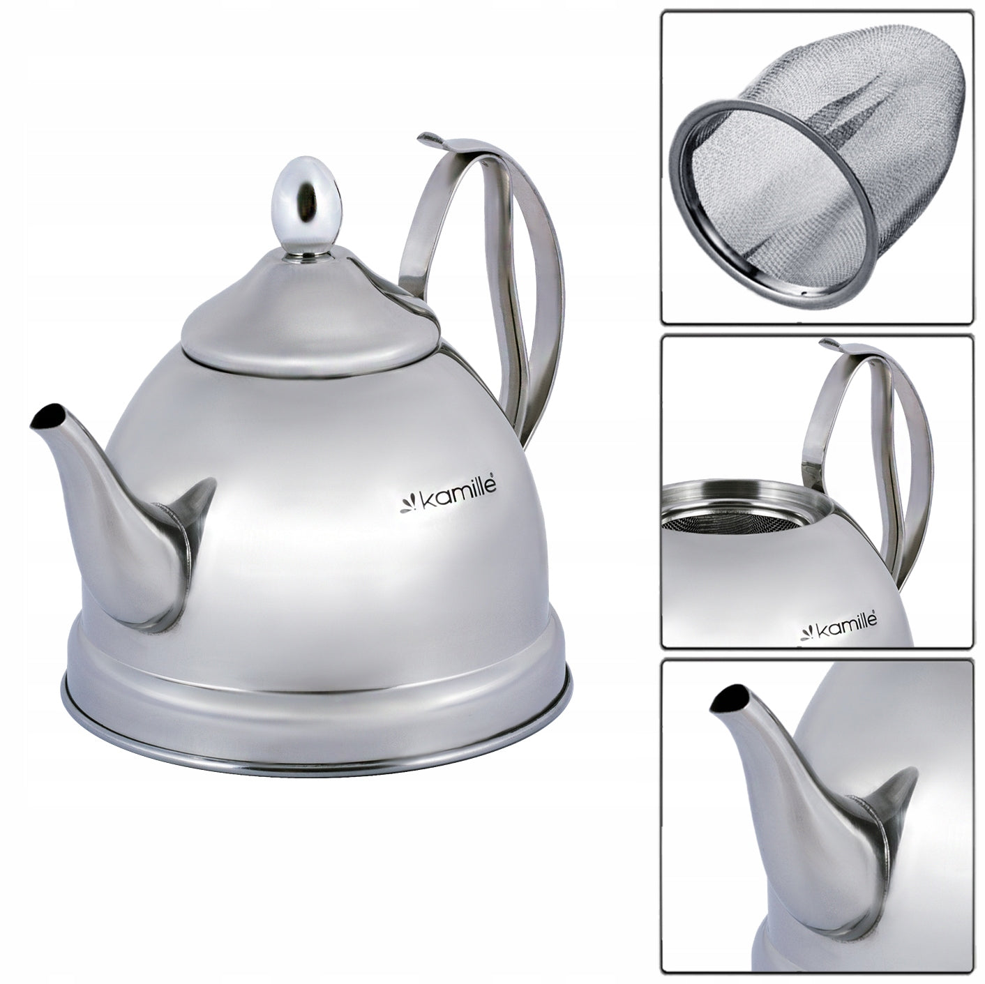 KETTLE INFUSER TEAPOT STEEL GAS INDUCTION 1L KAMILLE Packaging status original