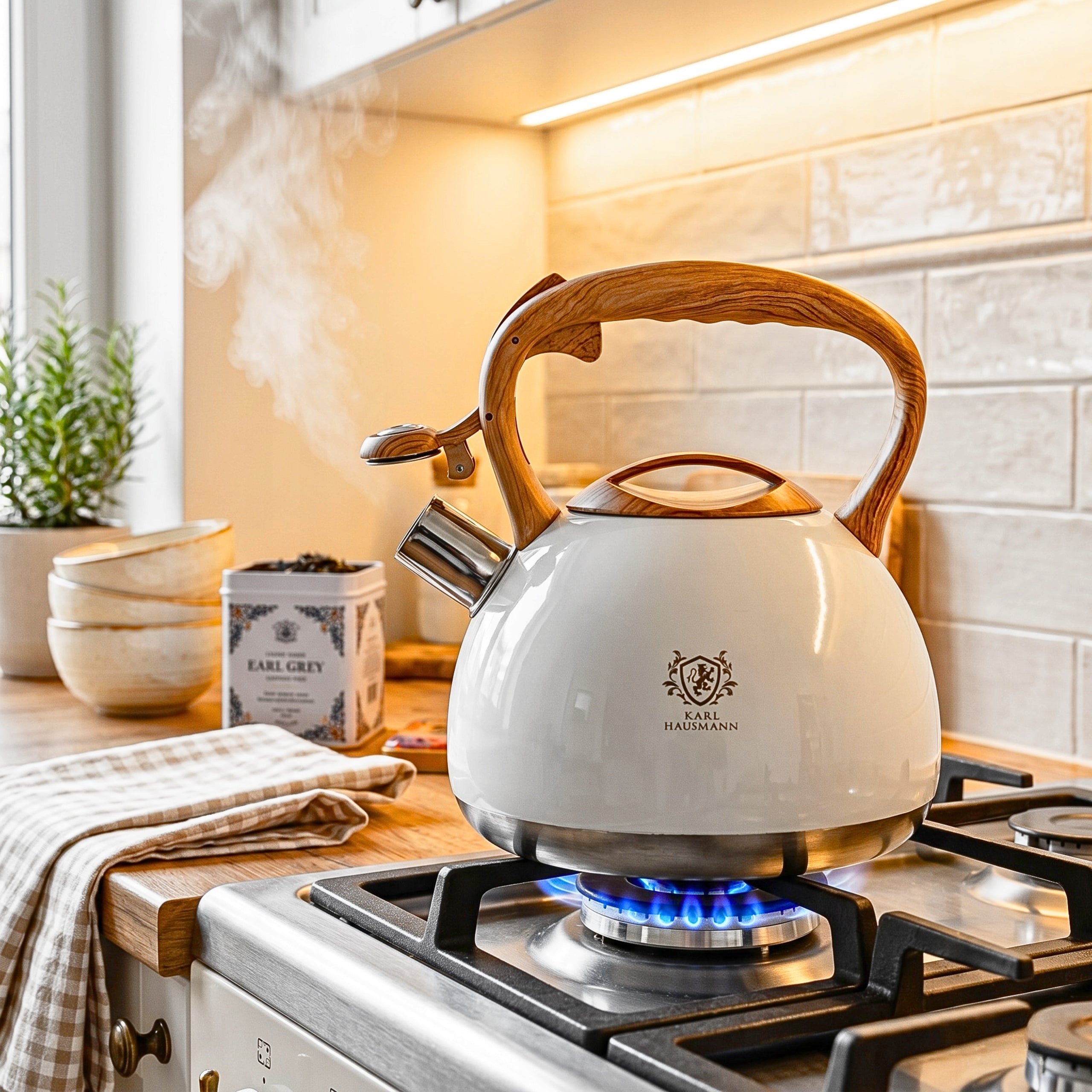 KETTLE STEEL GAS 3L GREY CREAM WITH WHISTLE WOODEN HANDLE INDUCTION Manufacturer code 5905155012258