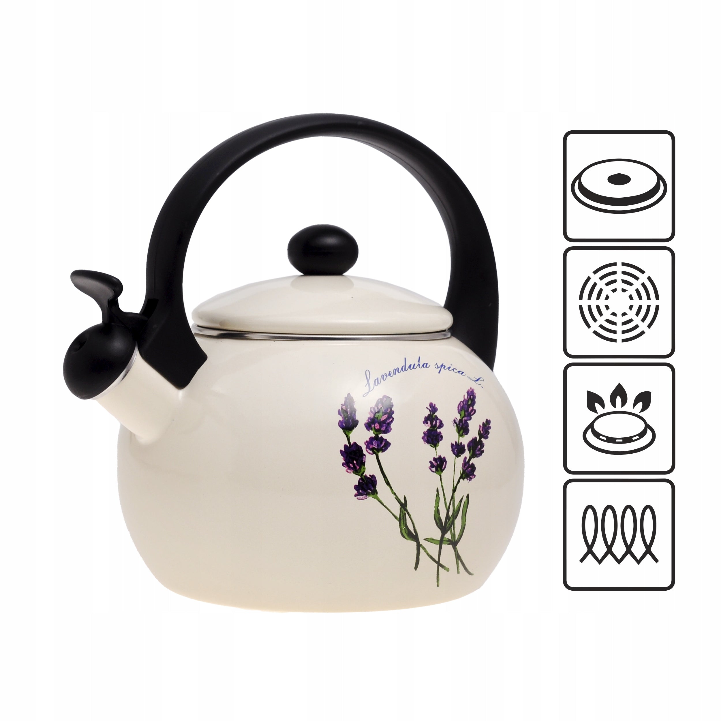 KETTLE TRADITIONAL ENAMEL GAS INDUCTION pattern lavender 2,2L KAMILLE Manufacturer code KM1033