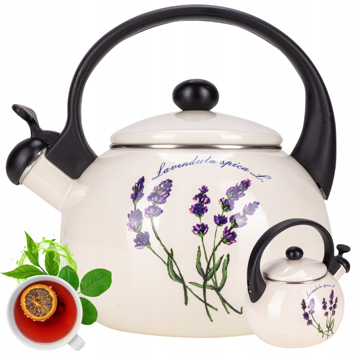 KETTLE TRADITIONAL ENAMEL GAS INDUCTION pattern lavender 2,2L KAMILLE