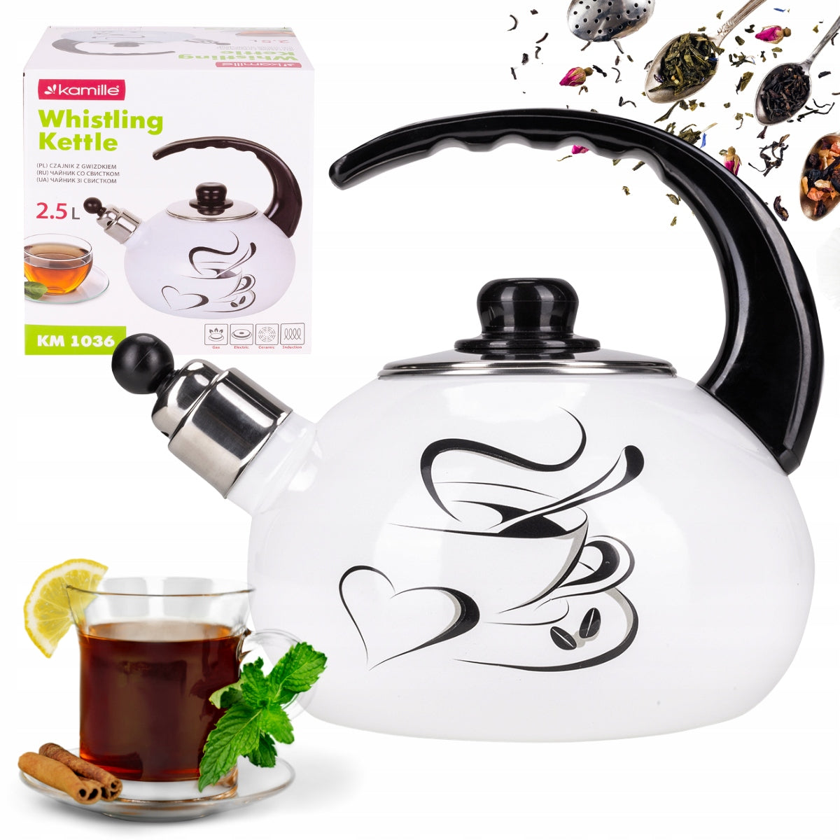 KETTLE TRADITIONAL ENAMELLED GAS INDUCTION STEEL 2,5 L KAMILLE