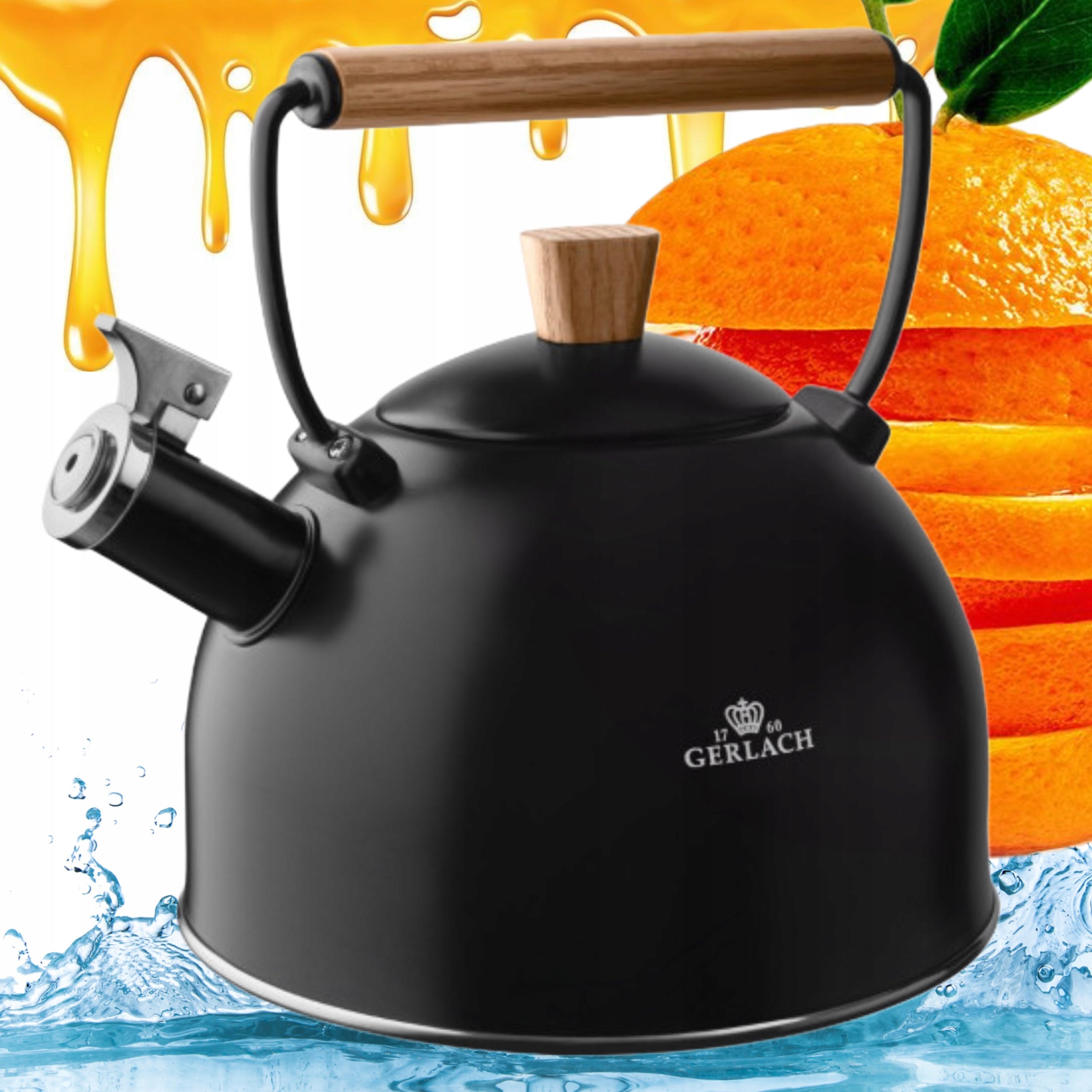 KETTLE TRADITIONAL STEEL GERLACH 2,5 L BLACK NATURE WITH WHISTLE INDUCTION