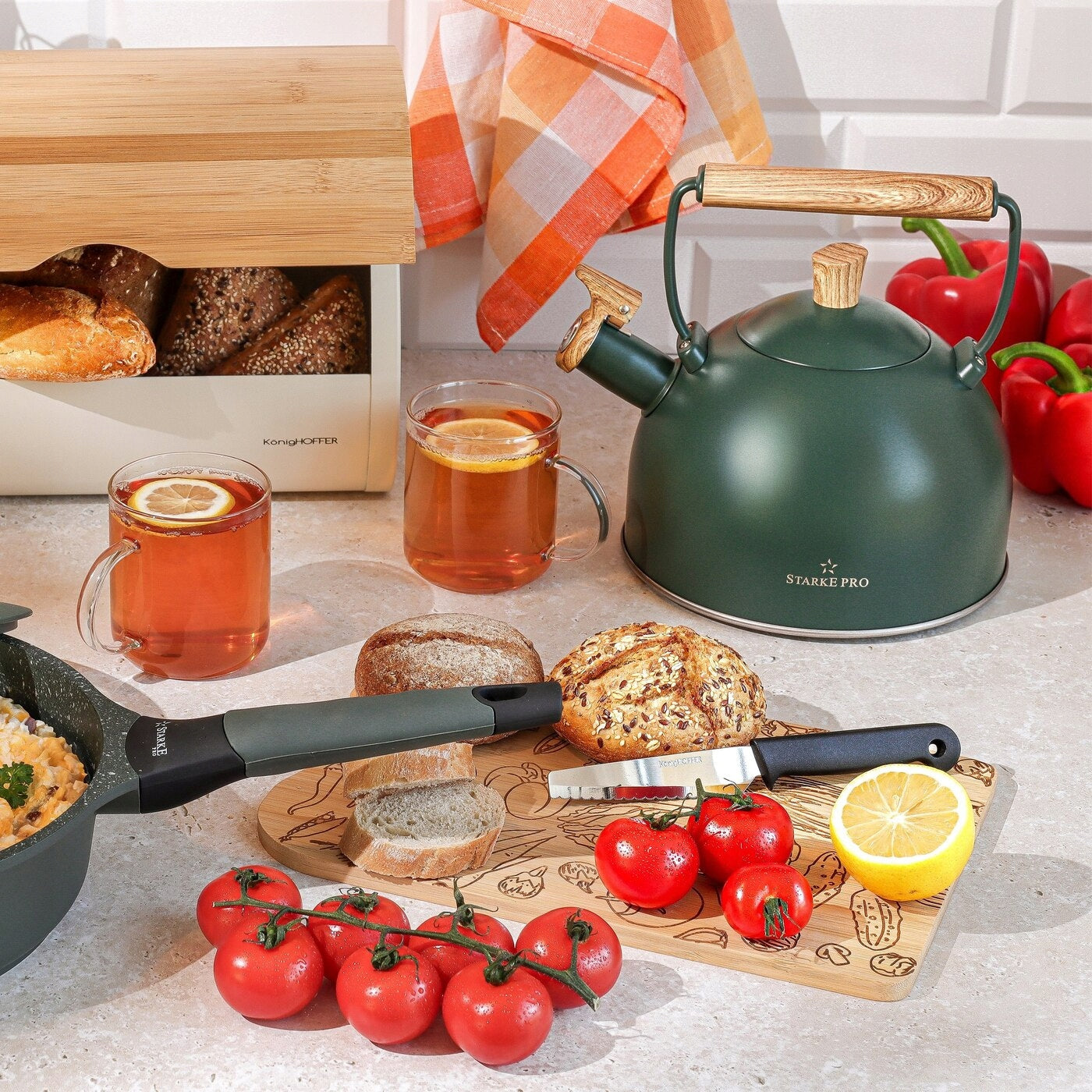 KETTLE WITH GAS WHISTLE Induction GREEN Steel Starke Pro Harit II 2,5 l Packaging status original