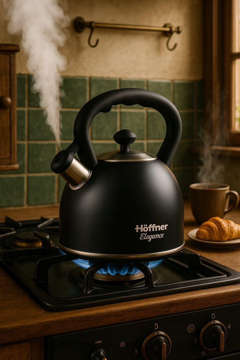 KETTLE WITH WHISTLE STEEL FOR GAS / INDUCTION BLACK TRADITIONAL 2,7L Packaging status original