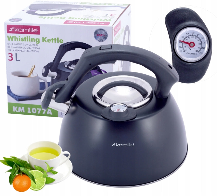 KETTLE WITH WHISTLE THERMOMETER 3,0 L INDUCTION GAS KAMILLE