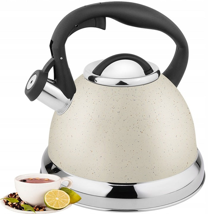 KETTLE elegant traditional GAS INDUCTION BEIGE MARBLE LARGE steel 3,5L